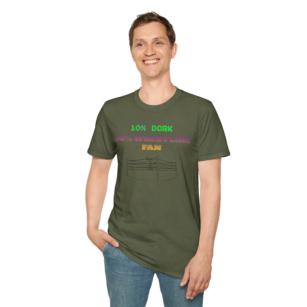 Wrestling Fan T-Shirt — "10% Dork 90% Wrestling Fan" Retro Ring Design