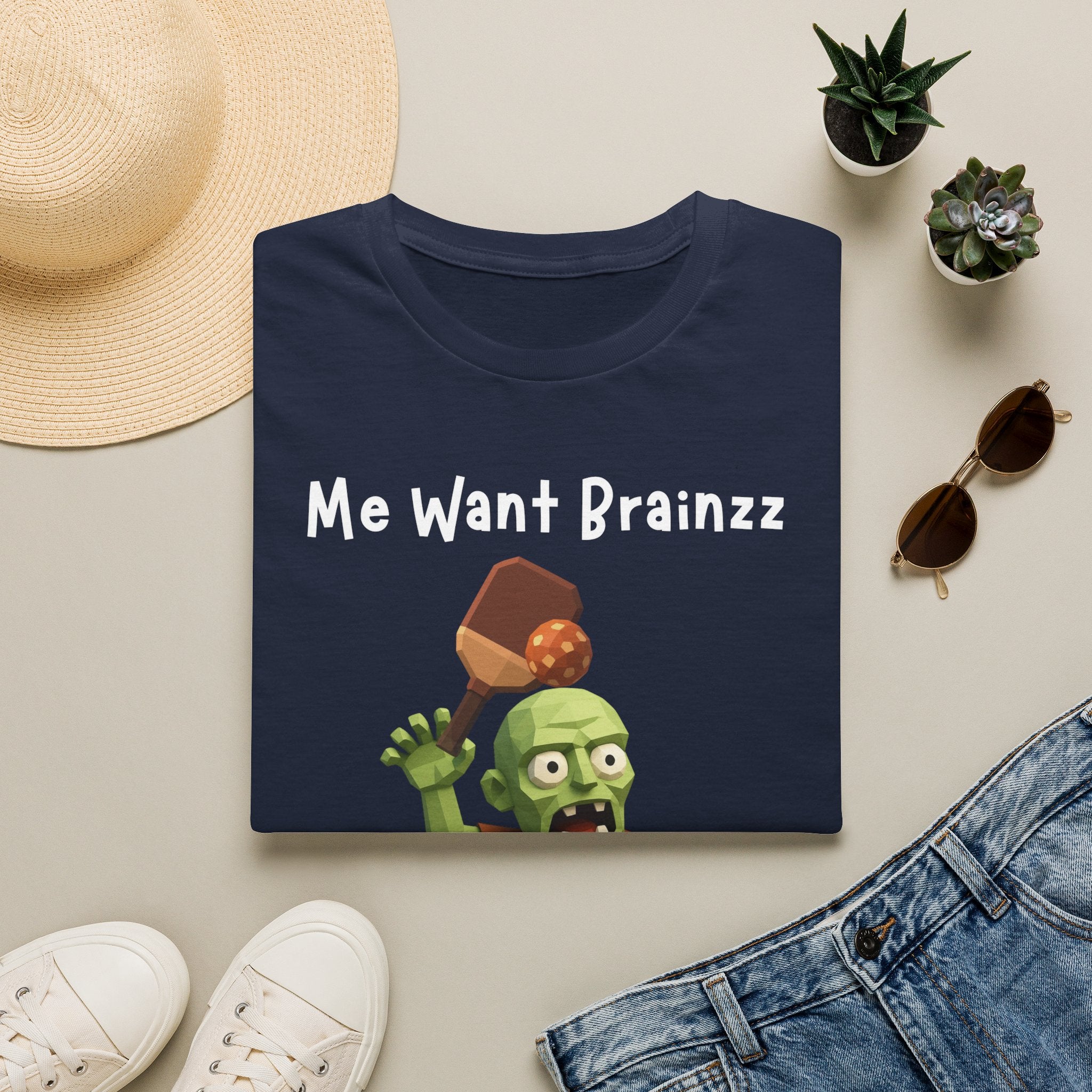 Me Want Brainzz Zombie T‑Shirt — Funny Pickleball Zombie Tee