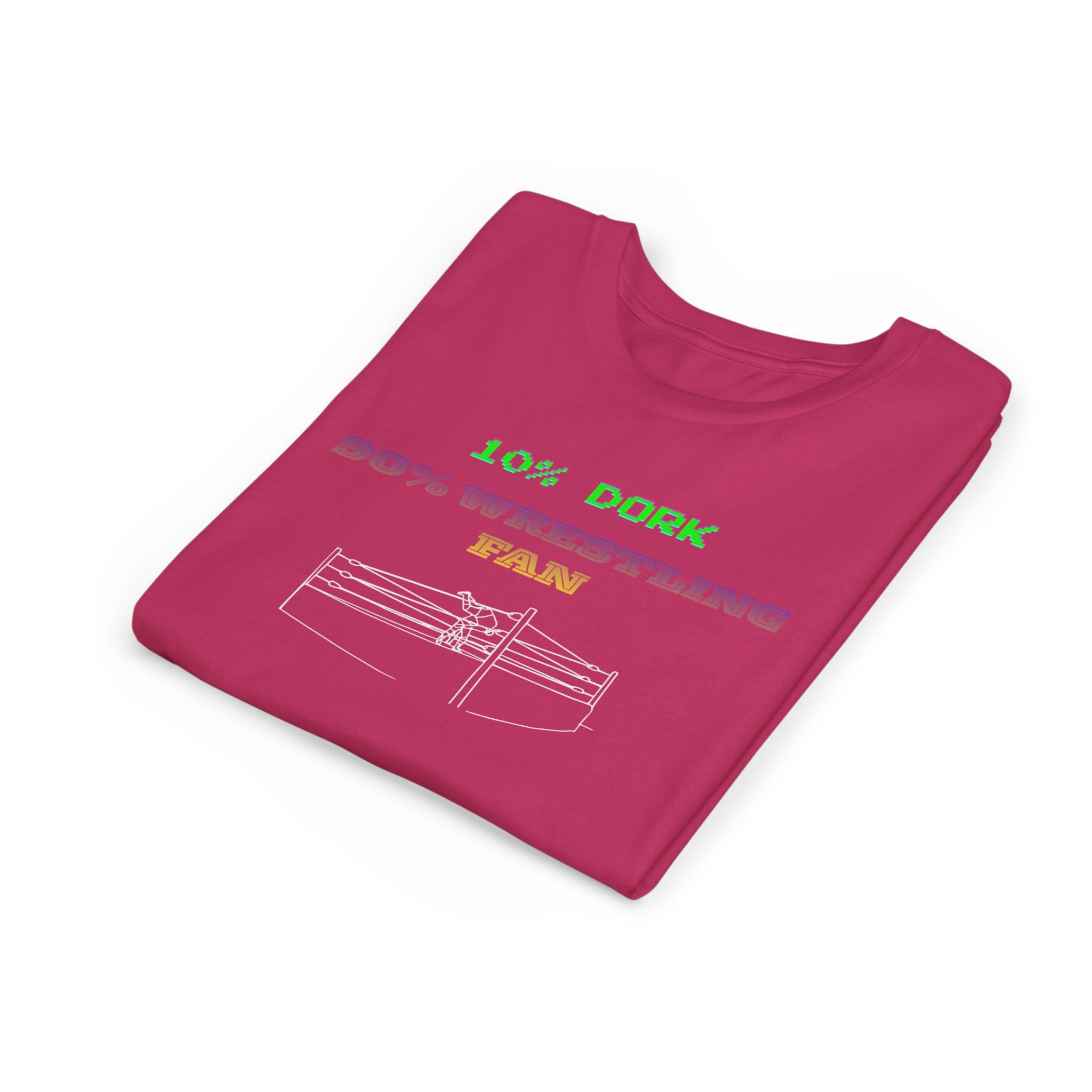 Youth Wrestling Tee - "10% Dork 90% Wrestling Fan" Kids Short Sleeve Shirt