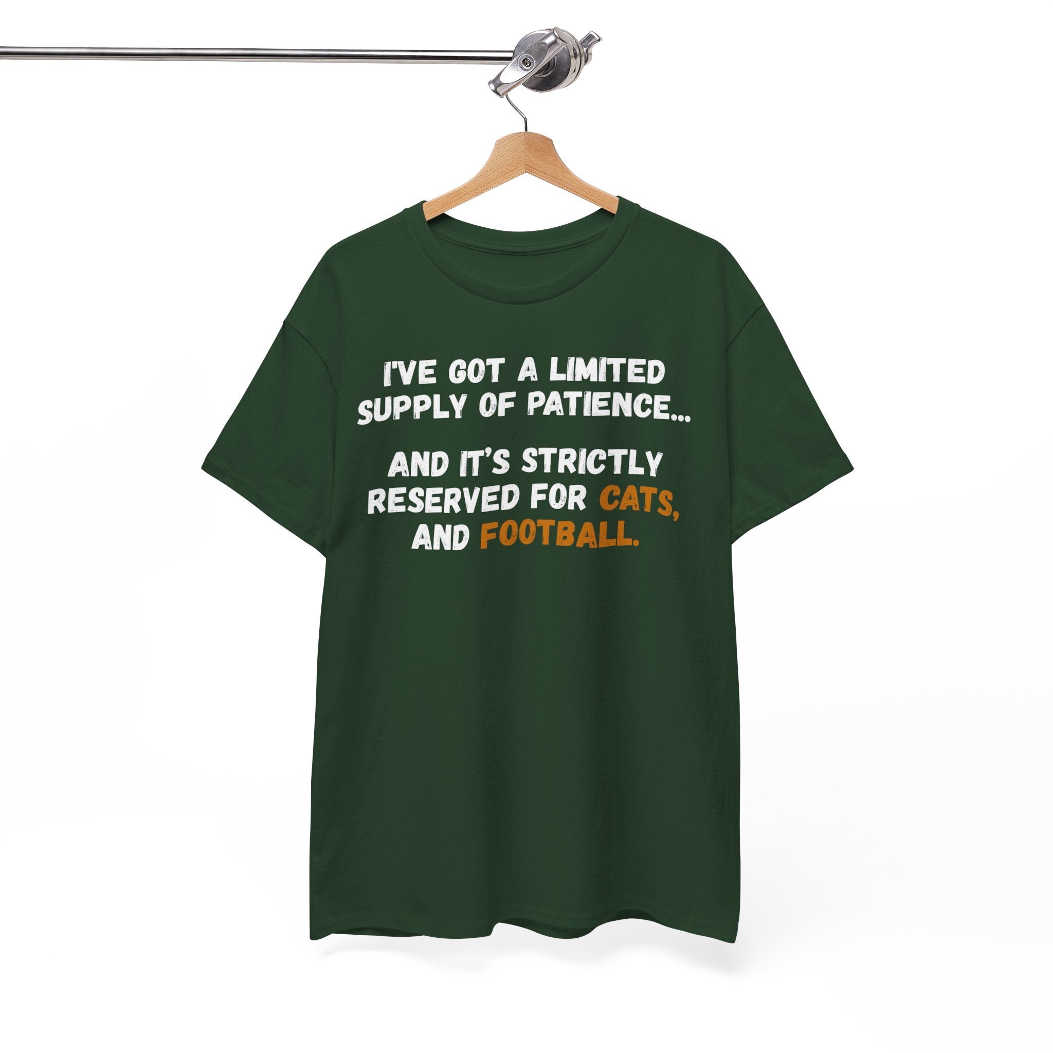 Limited Patience Tee — "Reserved for Cats and Football" Graphic Shirt