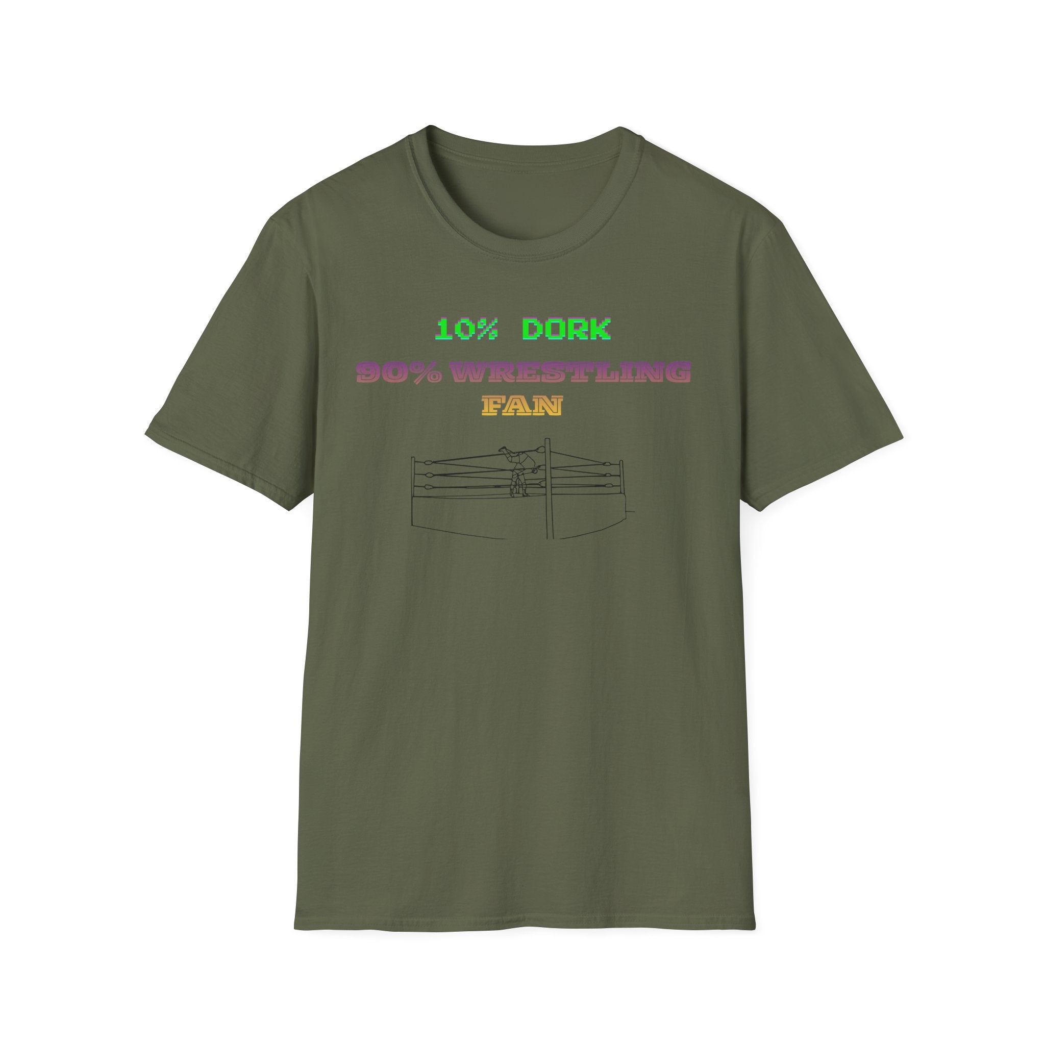Wrestling Fan T-Shirt — "10% Dork 90% Wrestling Fan" Retro Ring Design