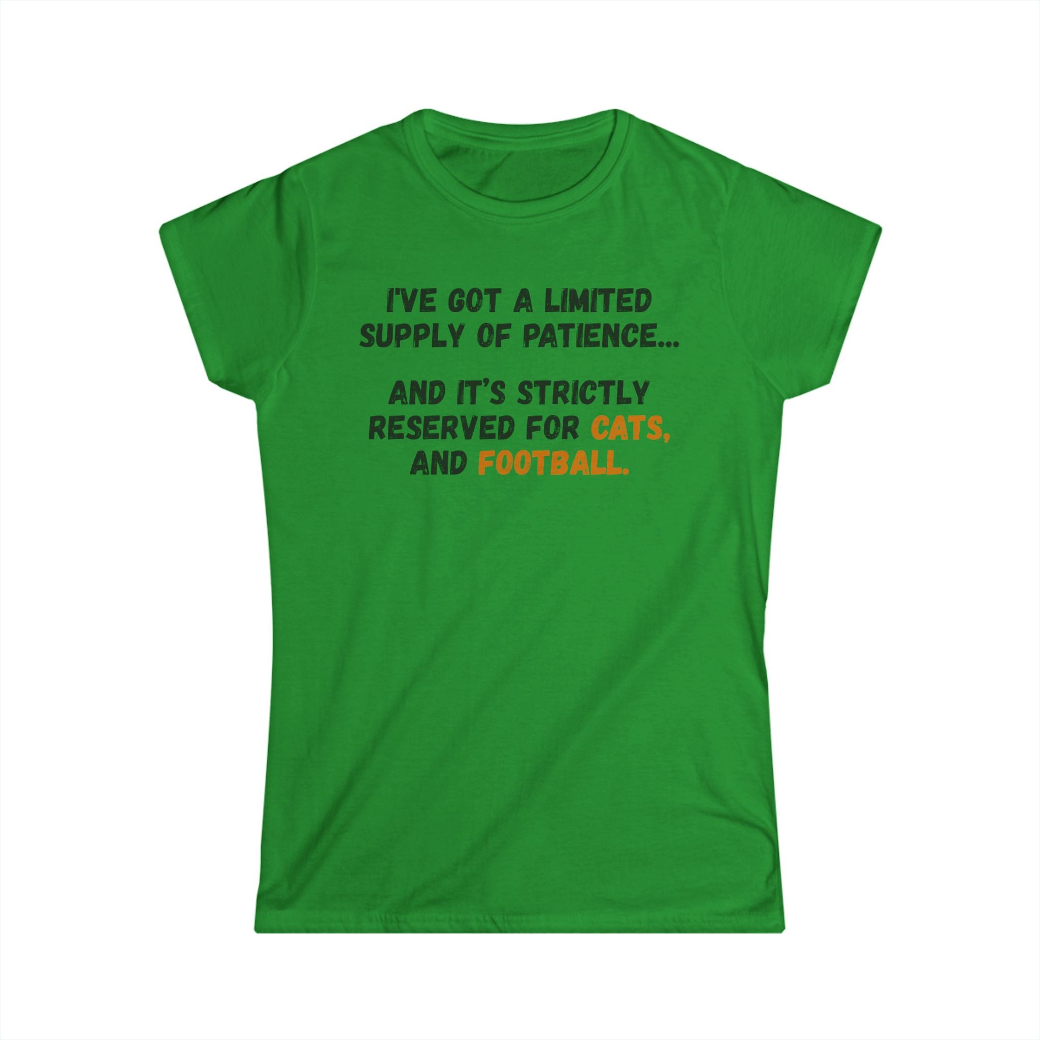 Women's Tee - "Limited Supply of Patience" Cat & Football Graphic Shirt