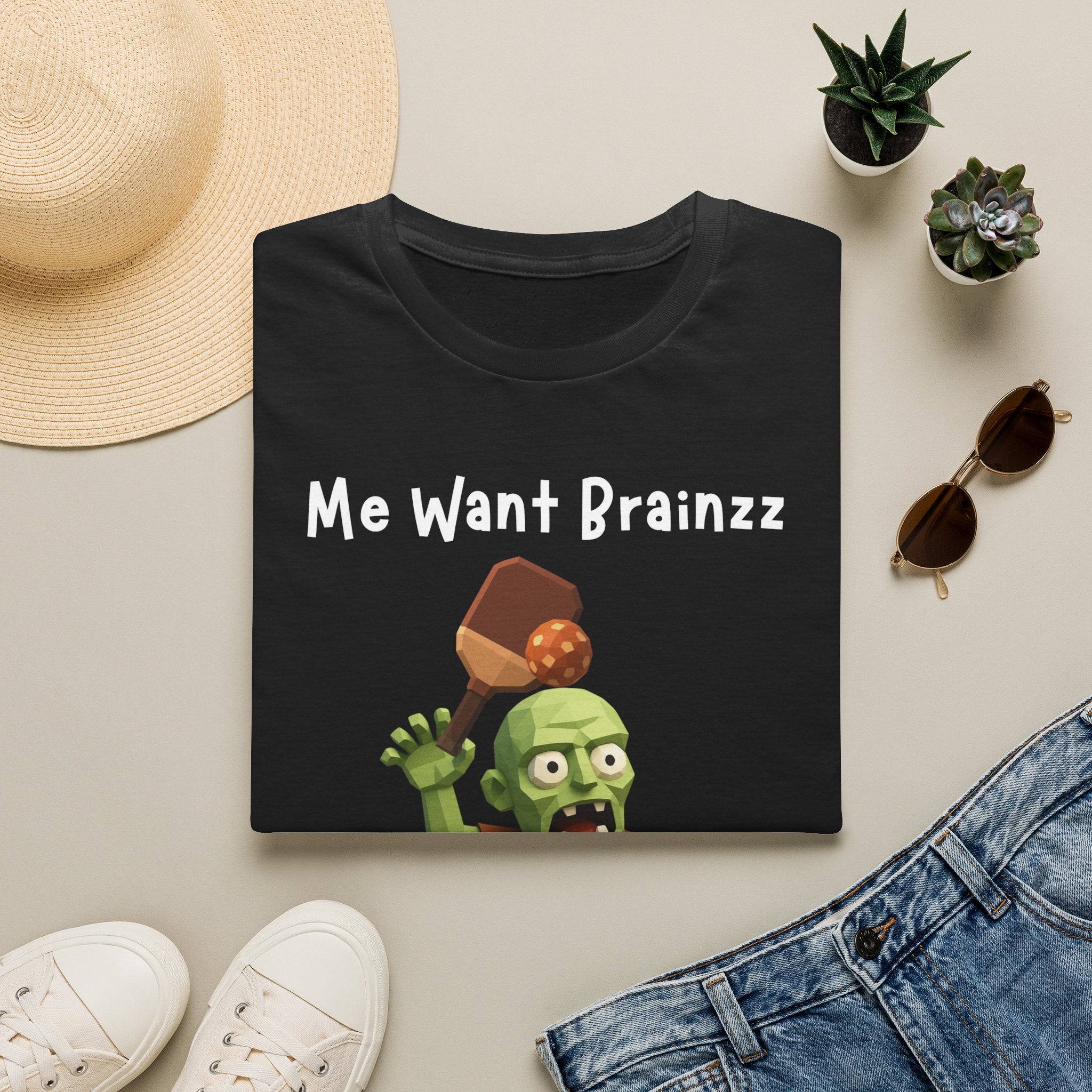 Me Want Brainzz Zombie T‑Shirt — Funny Pickleball Zombie Tee