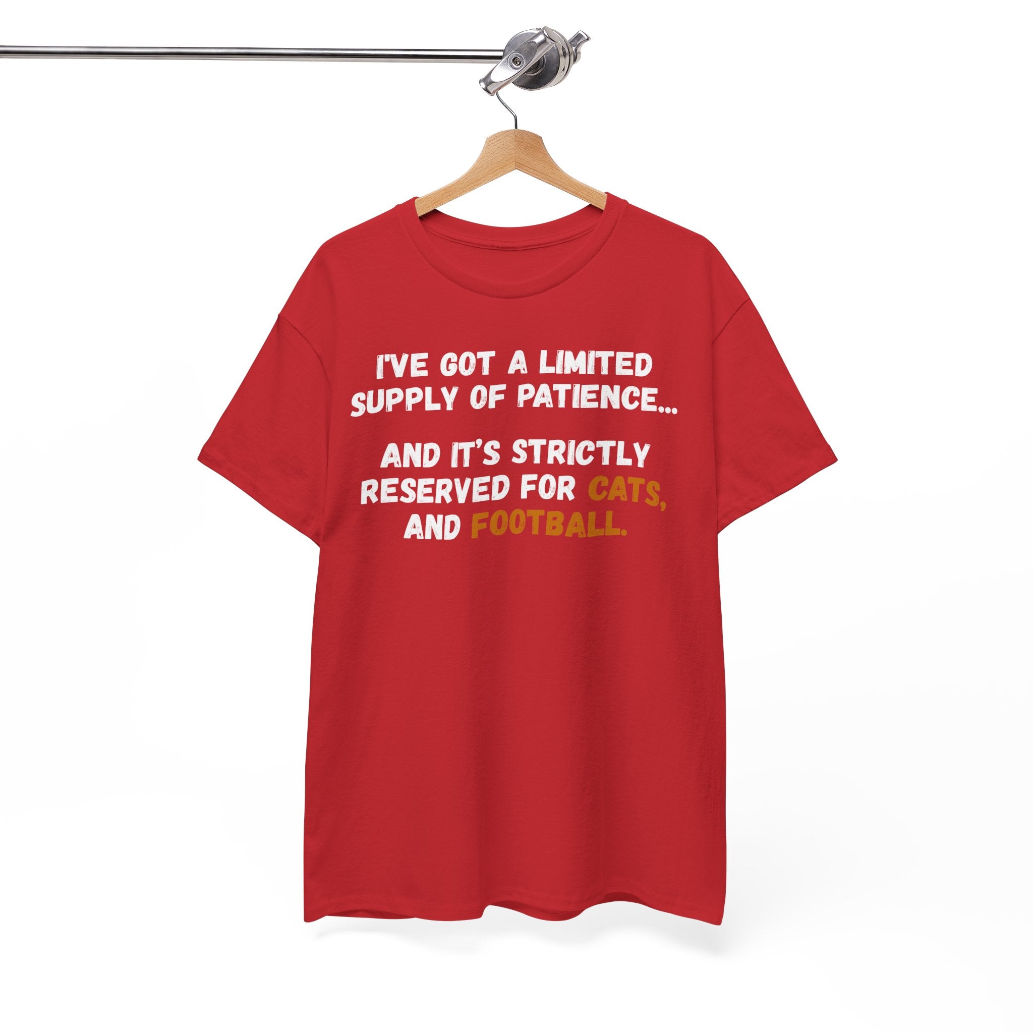 Limited Patience Tee — "Reserved for Cats and Football" Graphic Shirt