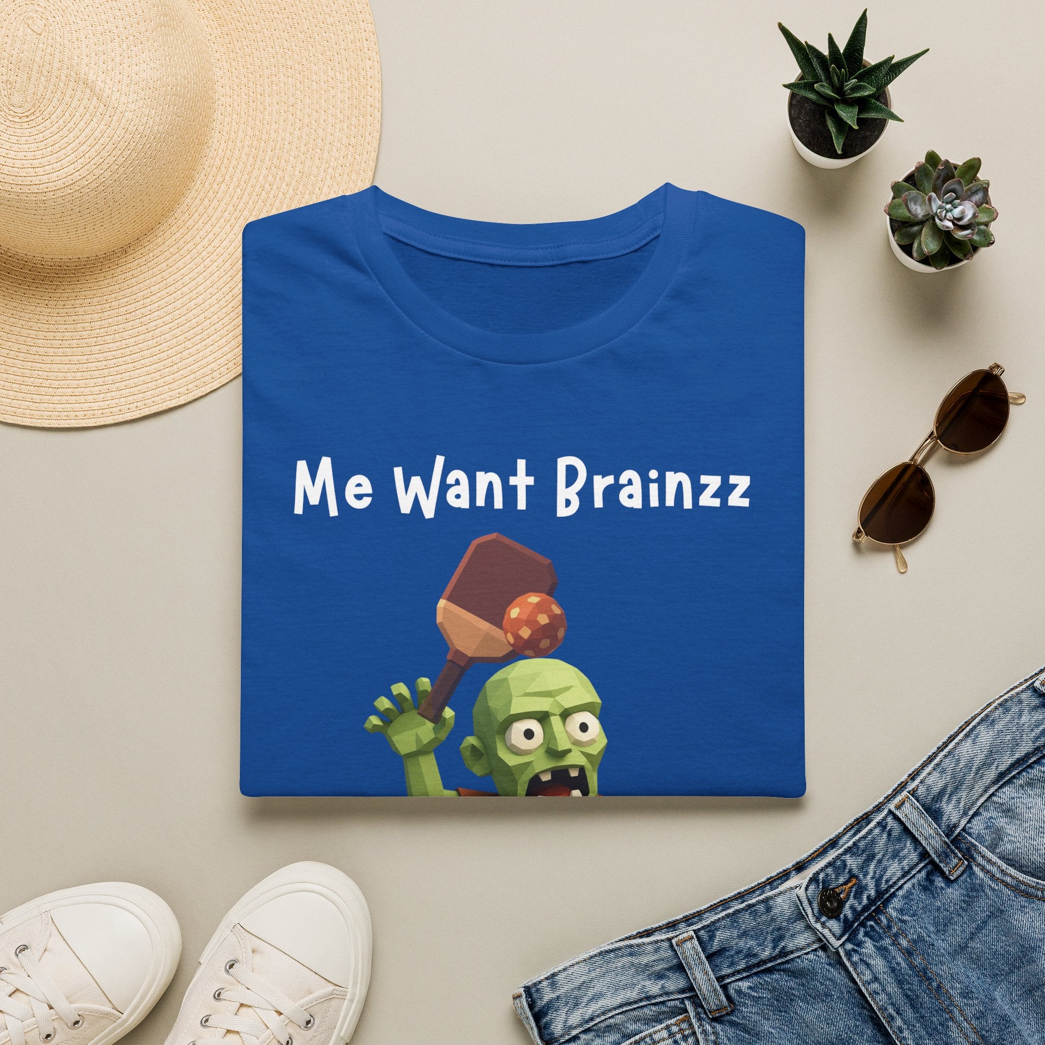Me Want Brainzz Zombie T‑Shirt — Funny Pickleball Zombie Tee