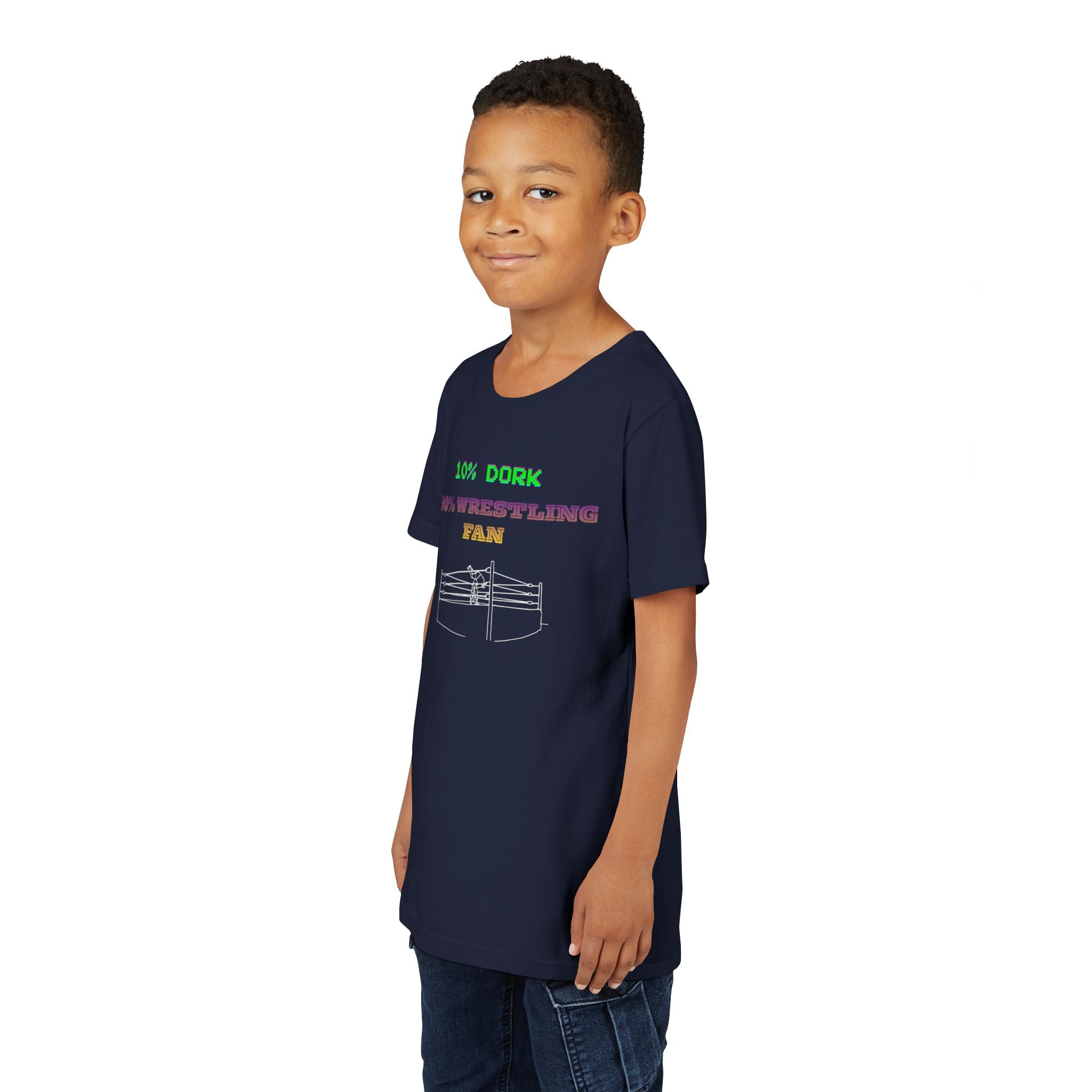 Youth Wrestling Tee - "10% Dork 90% Wrestling Fan" Kids Short Sleeve Shirt