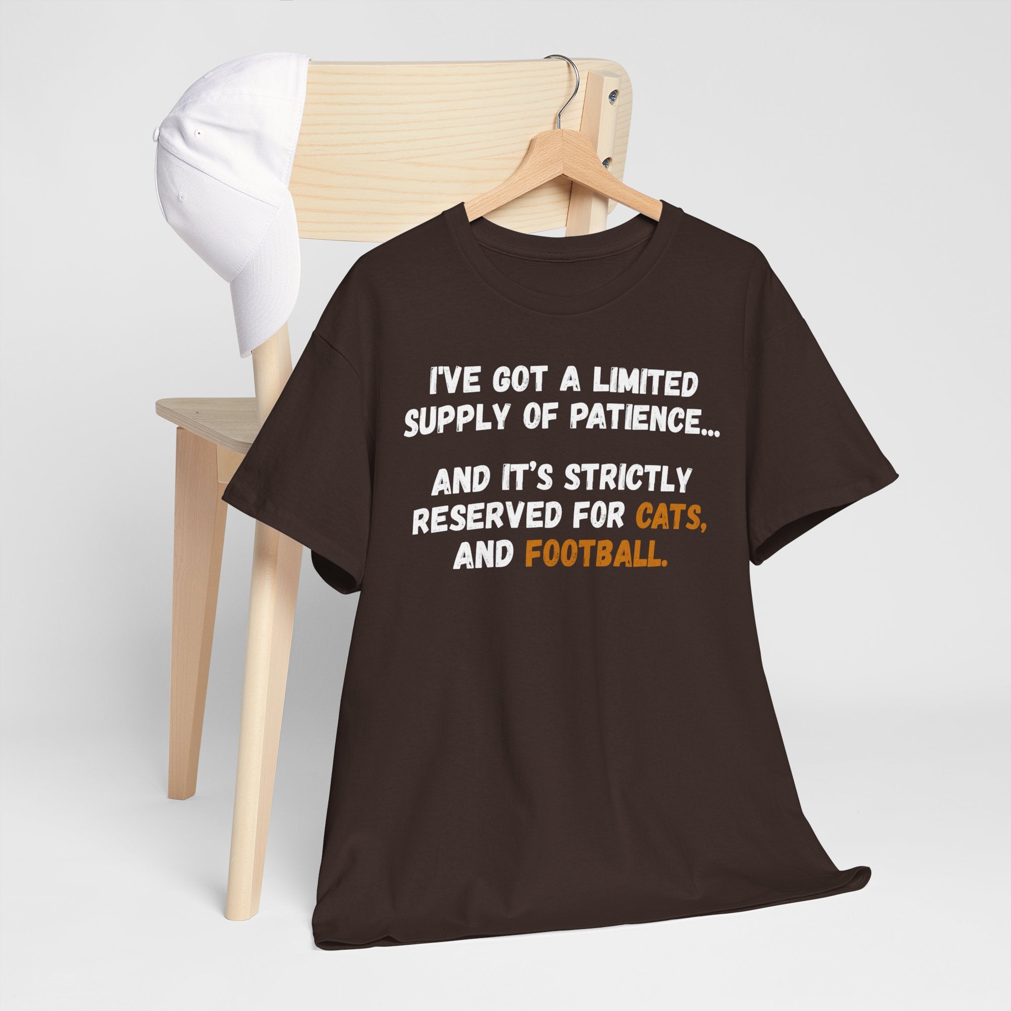 Limited Patience Tee — "Reserved for Cats and Football" Graphic Shirt