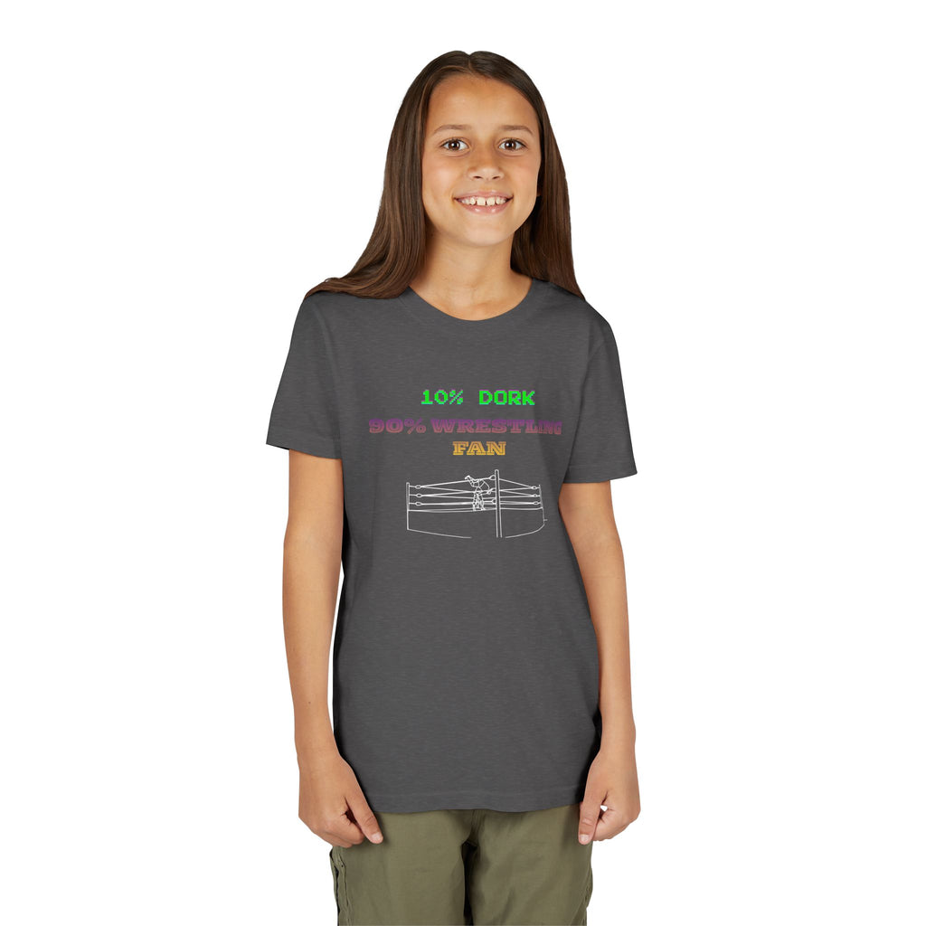 Youth Wrestling Tee - "10% Dork 90% Wrestling Fan" Kids Short Sleeve Shirt