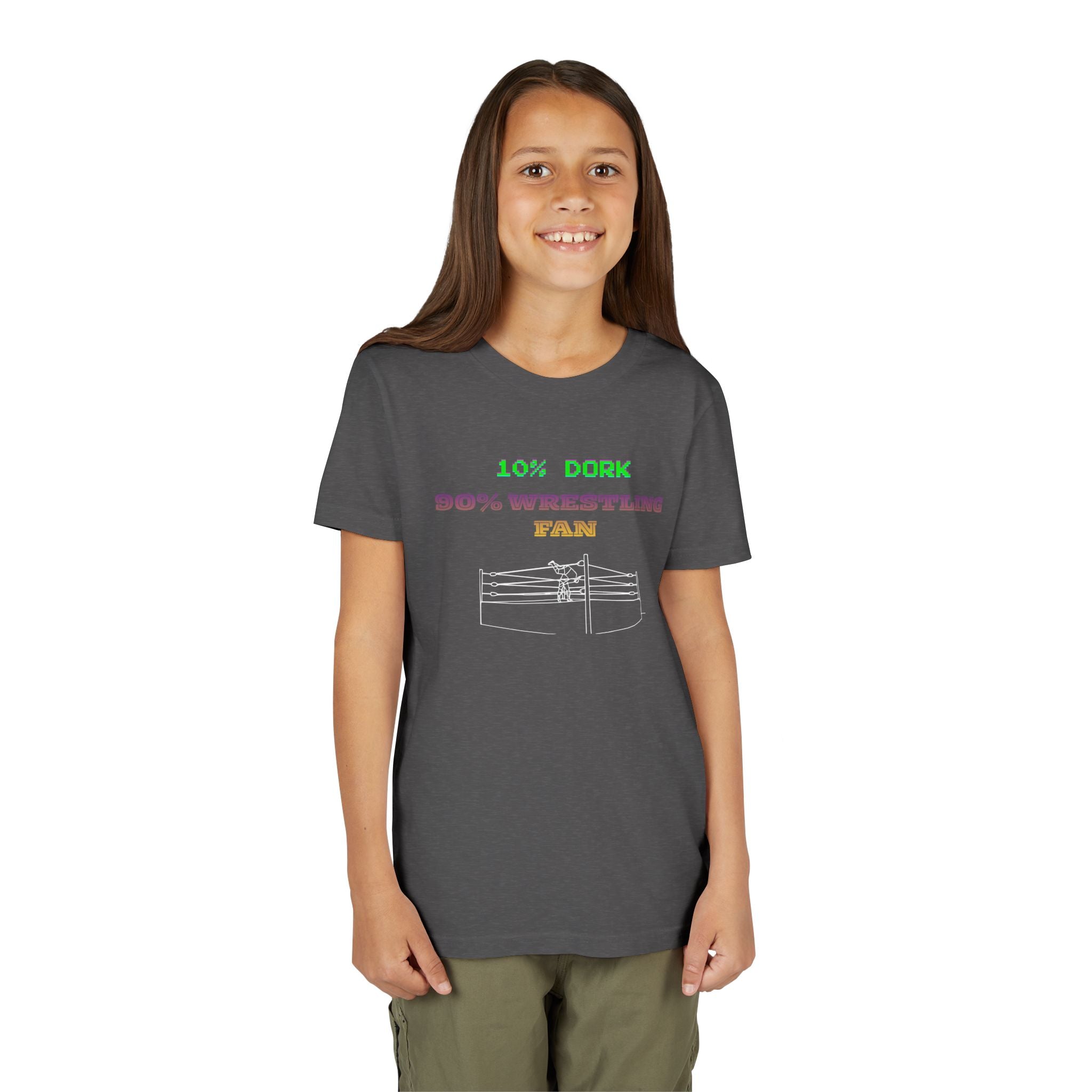 Youth Wrestling Tee - "10% Dork 90% Wrestling Fan" Kids Short Sleeve Shirt