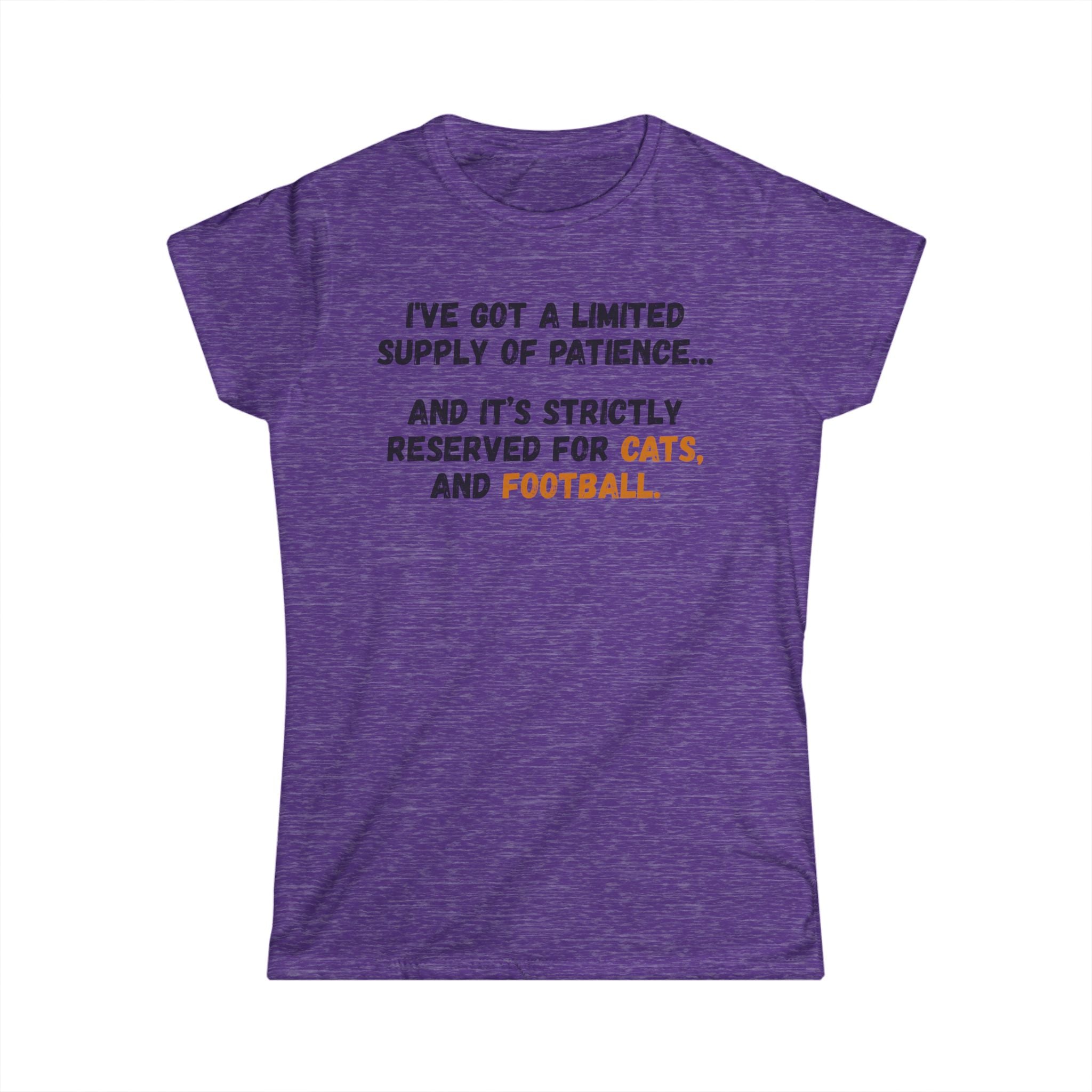 Women's Tee - "Limited Supply of Patience" Cat & Football Graphic Shirt