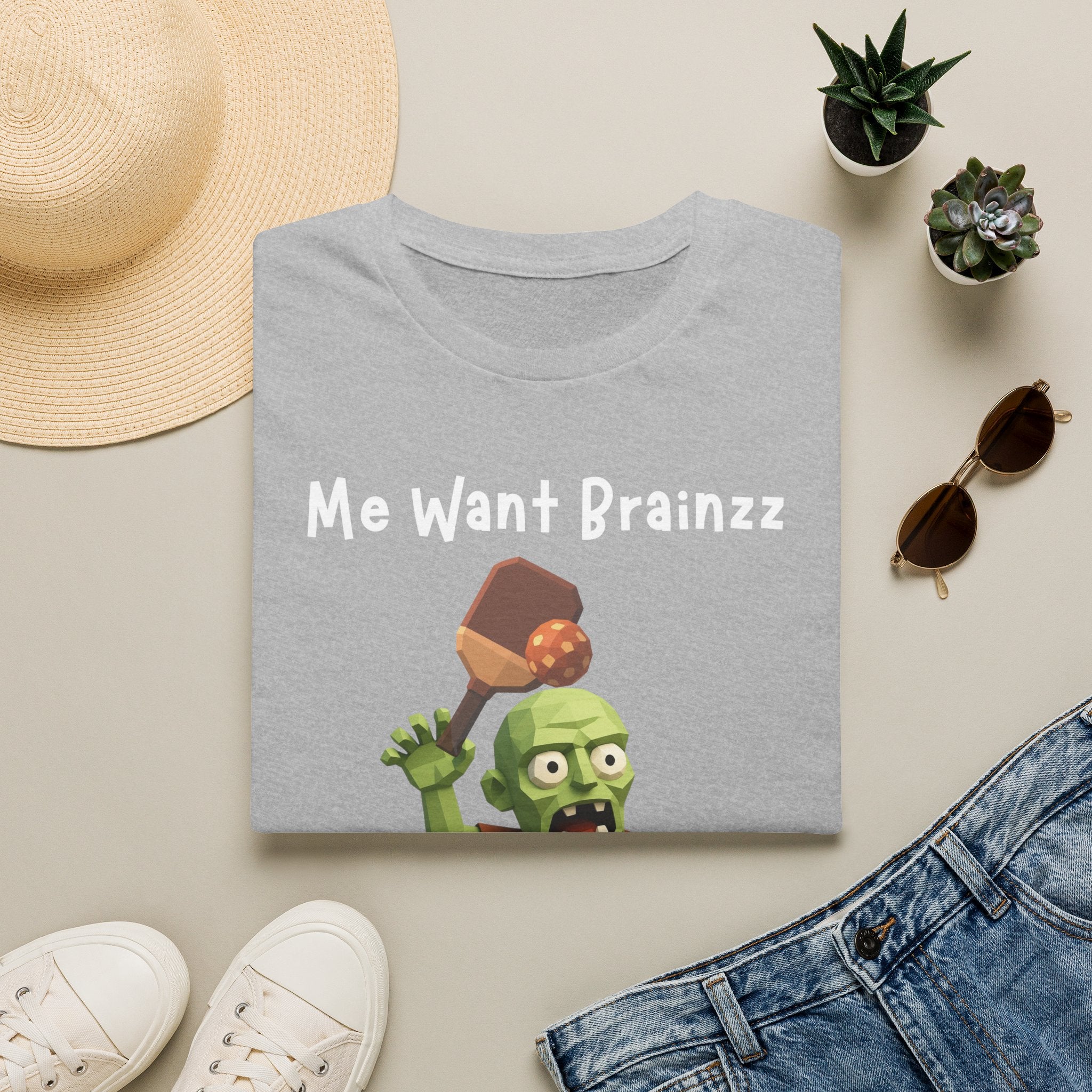 Me Want Brainzz Zombie T‑Shirt — Funny Pickleball Zombie Tee