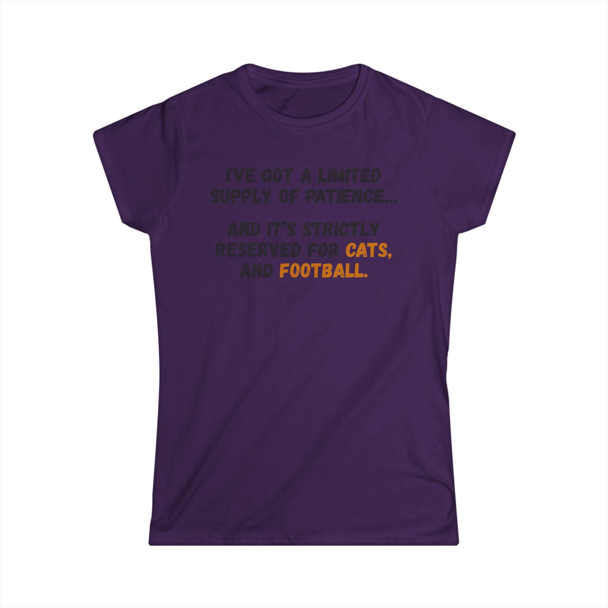Women's Tee - "Limited Supply of Patience" Cat & Football Graphic Shirt