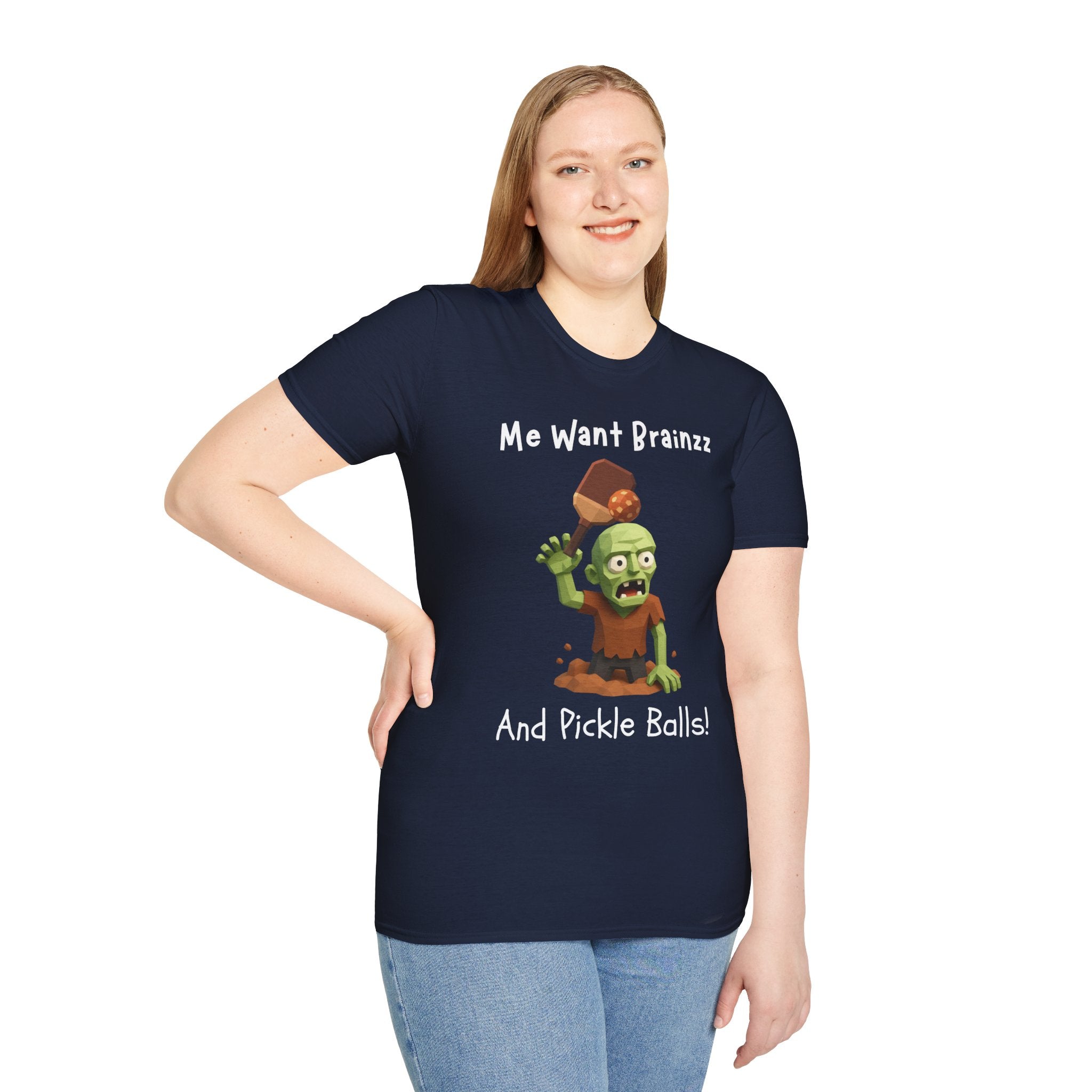 Me Want Brainzz Zombie T‑Shirt — Funny Pickleball Zombie Tee
