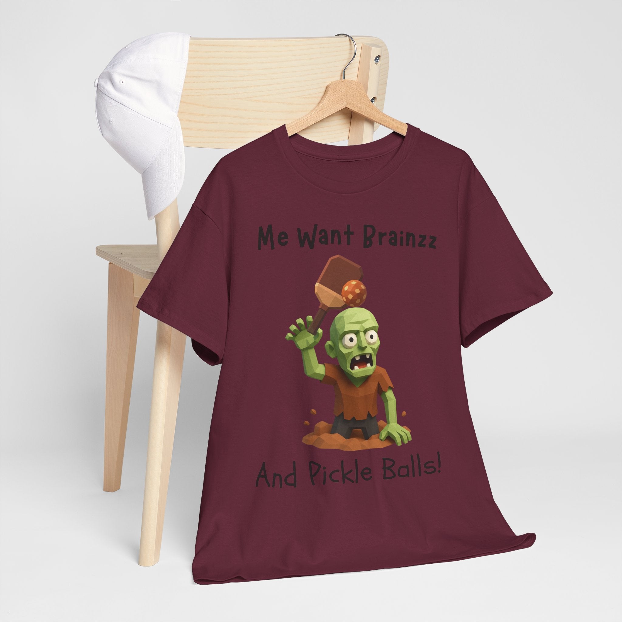 Zombie Graphic Tee — "Me Want Brainzz and Pickle Balls!" Funny Halloween T‑Shirt