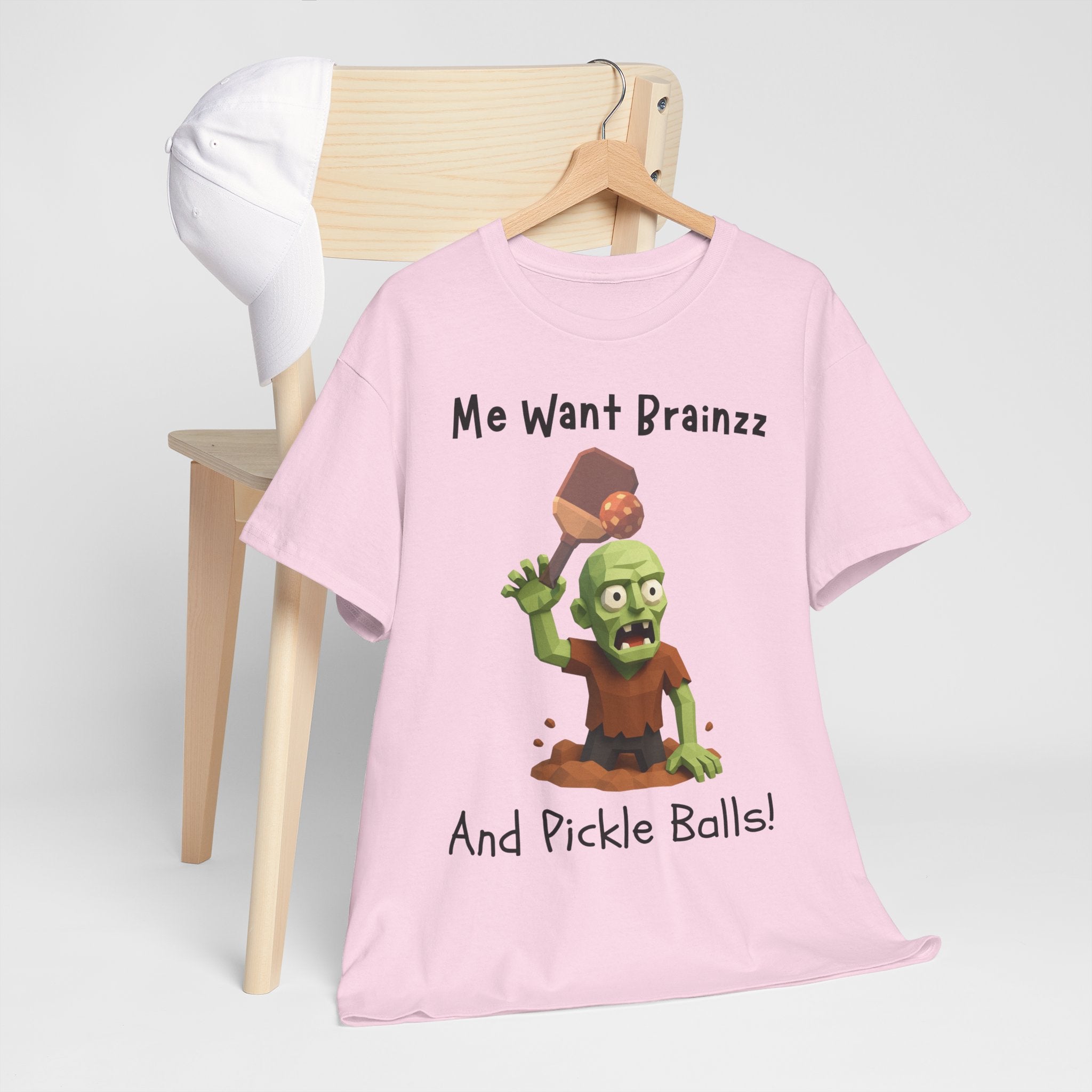 Zombie Graphic Tee — "Me Want Brainzz and Pickle Balls!" Funny Halloween T‑Shirt