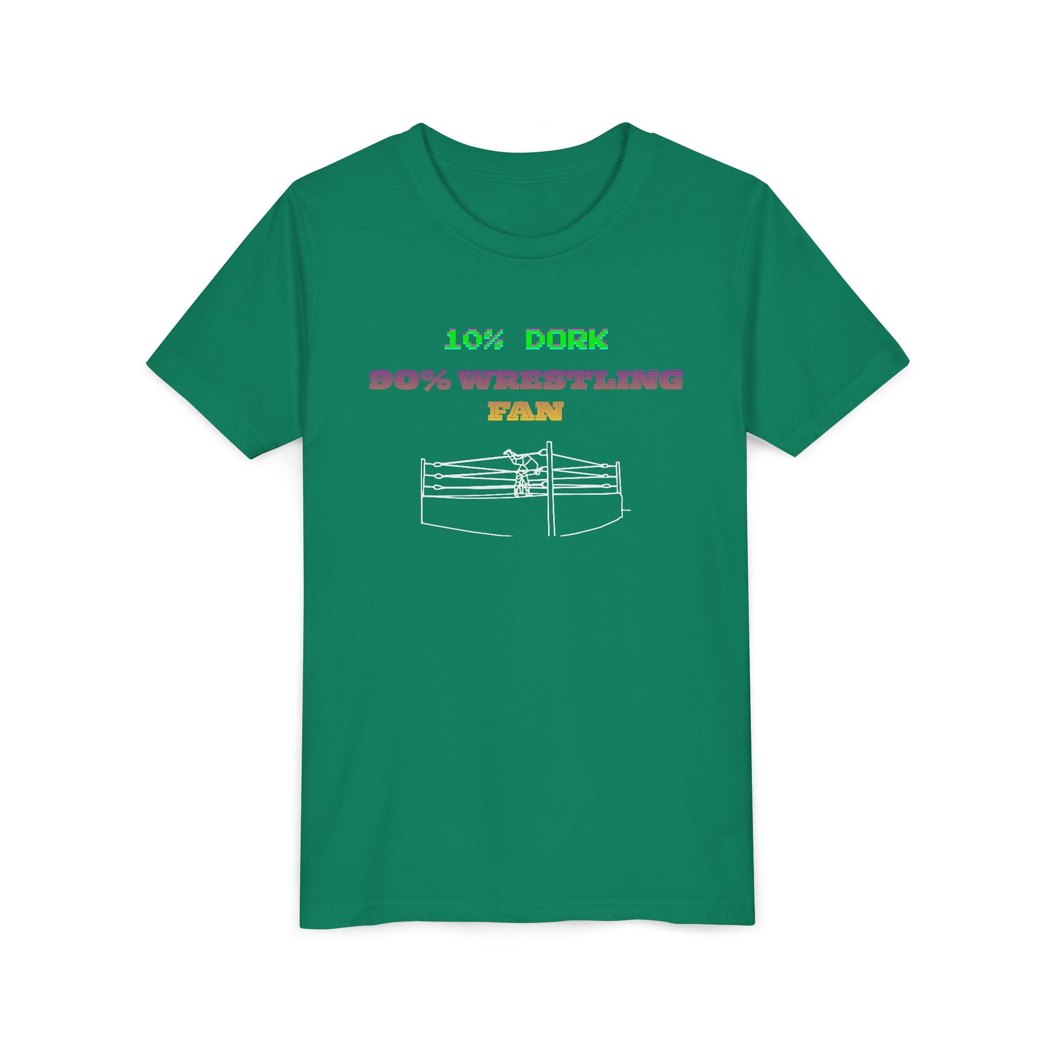 Youth Wrestling Tee - "10% Dork 90% Wrestling Fan" Kids Short Sleeve Shirt