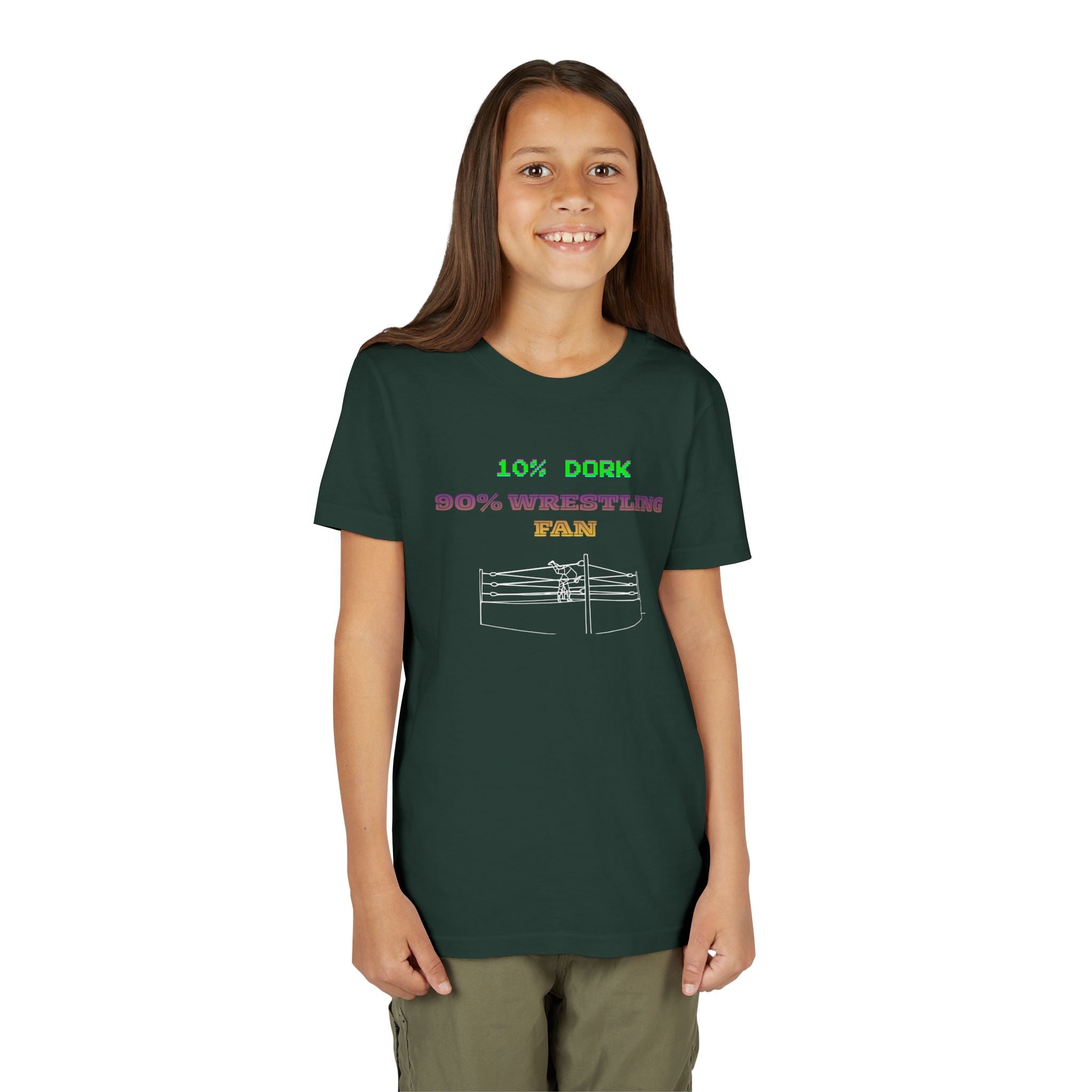 Youth Wrestling Tee - "10% Dork 90% Wrestling Fan" Kids Short Sleeve Shirt
