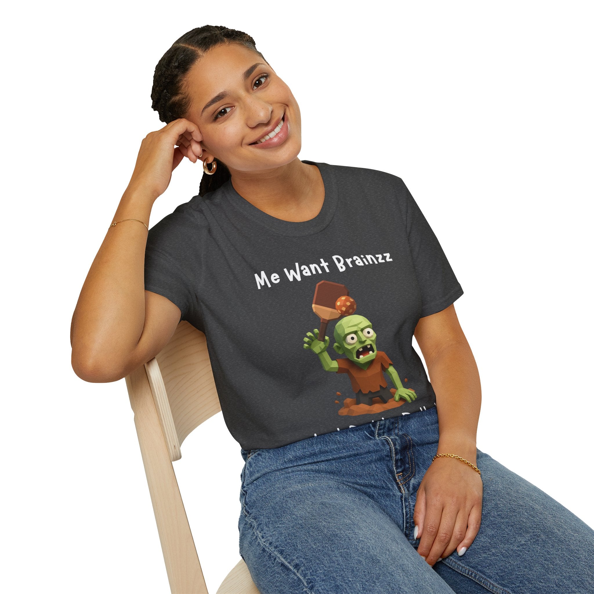 Me Want Brainzz Zombie T‑Shirt — Funny Pickleball Zombie Tee