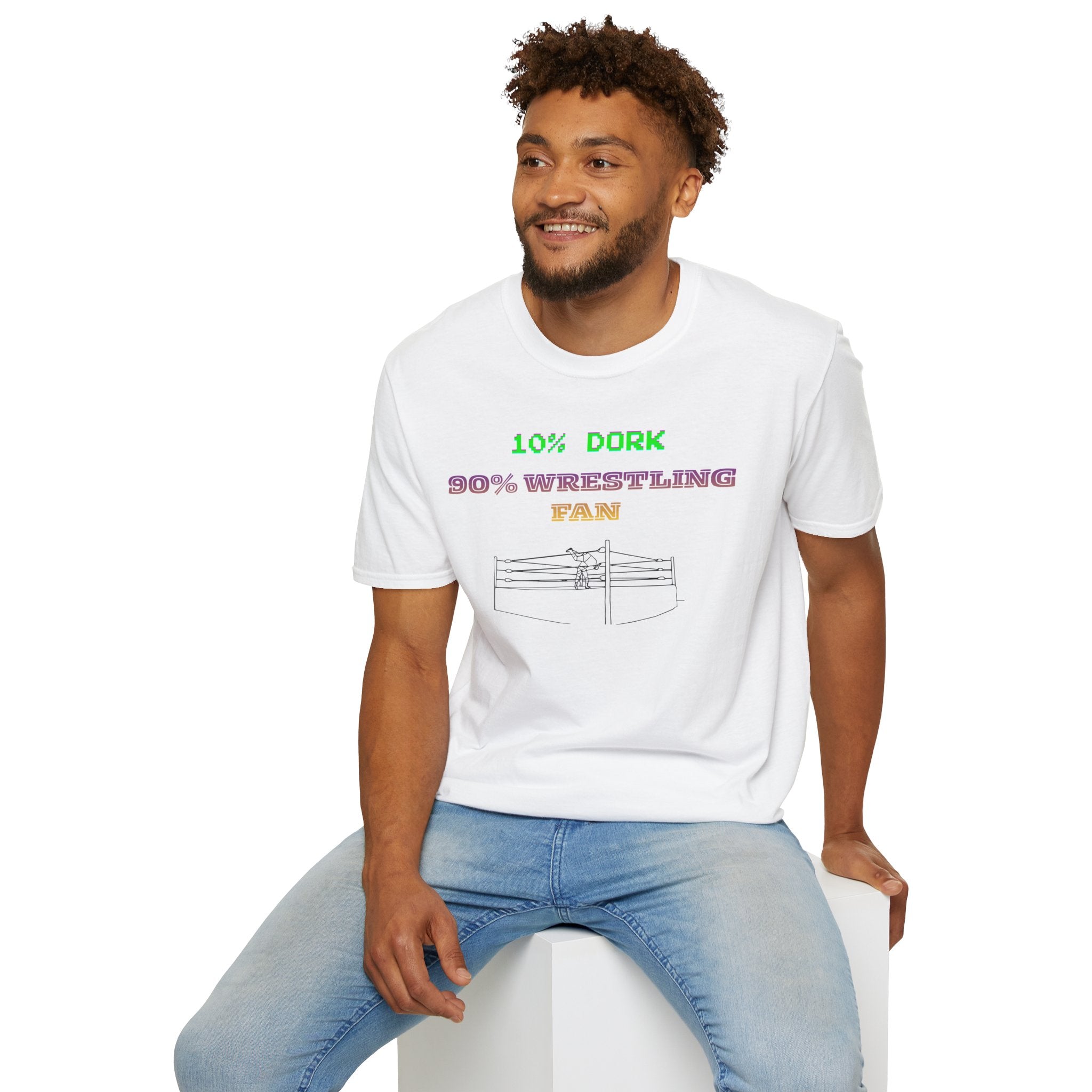 Wrestling Fan T-Shirt — "10% Dork 90% Wrestling Fan" Retro Ring Design