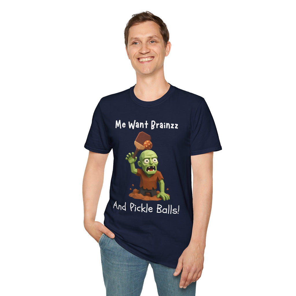 Me Want Brainzz Zombie T‑Shirt — Funny Pickleball Zombie Tee