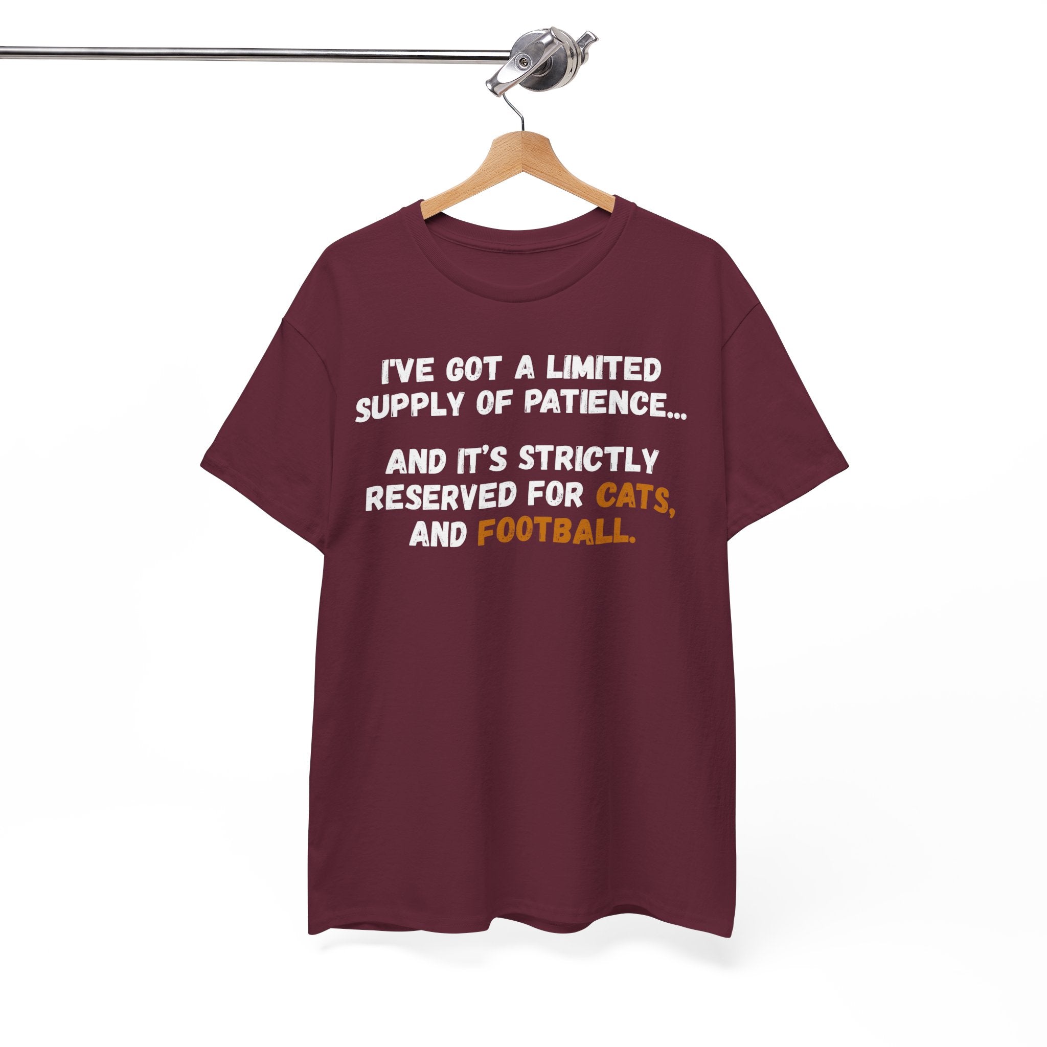 Limited Patience Tee — "Reserved for Cats and Football" Graphic Shirt