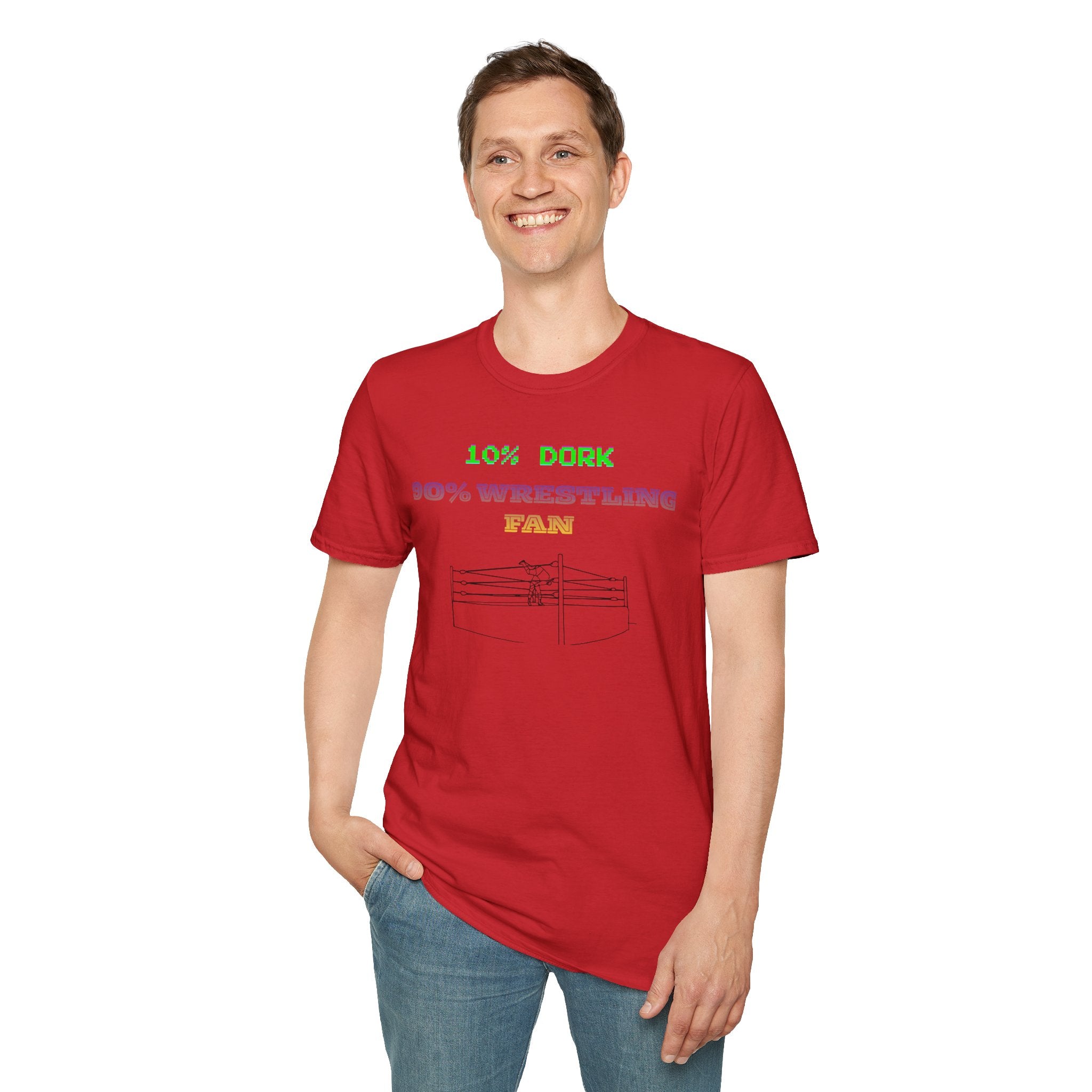 Wrestling Fan T-Shirt — "10% Dork 90% Wrestling Fan" Retro Ring Design