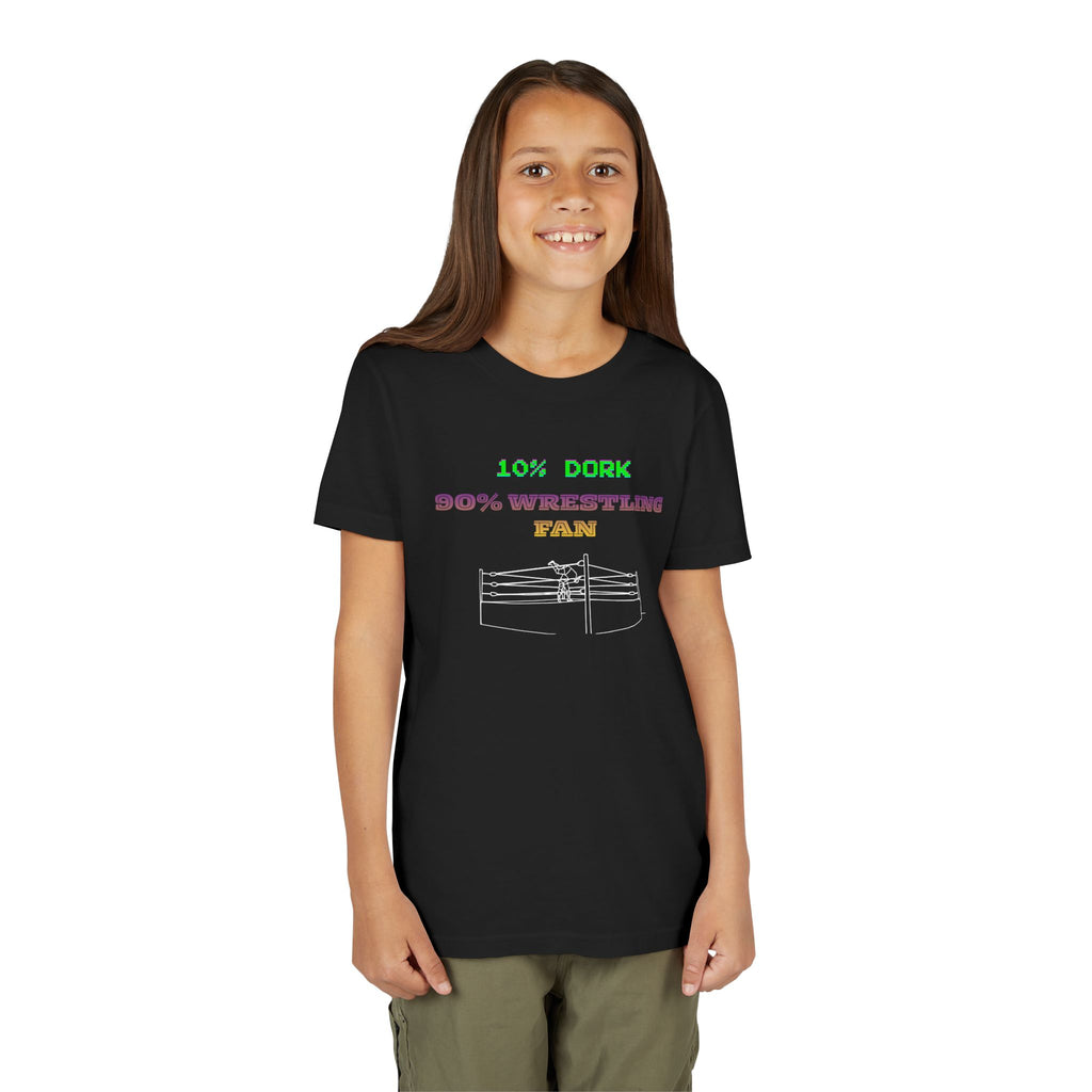 Youth Wrestling Tee - "10% Dork 90% Wrestling Fan" Kids Short Sleeve Shirt