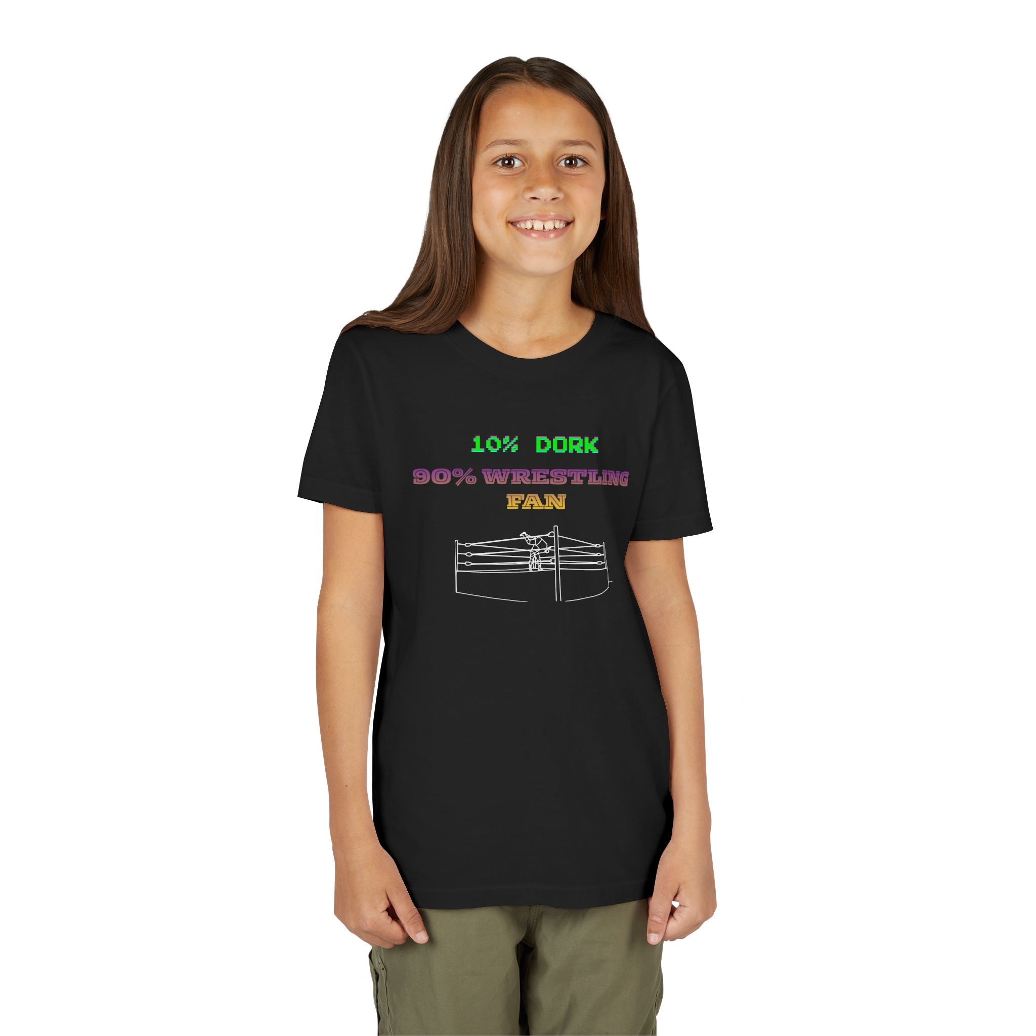 Youth Wrestling Tee - "10% Dork 90% Wrestling Fan" Kids Short Sleeve Shirt