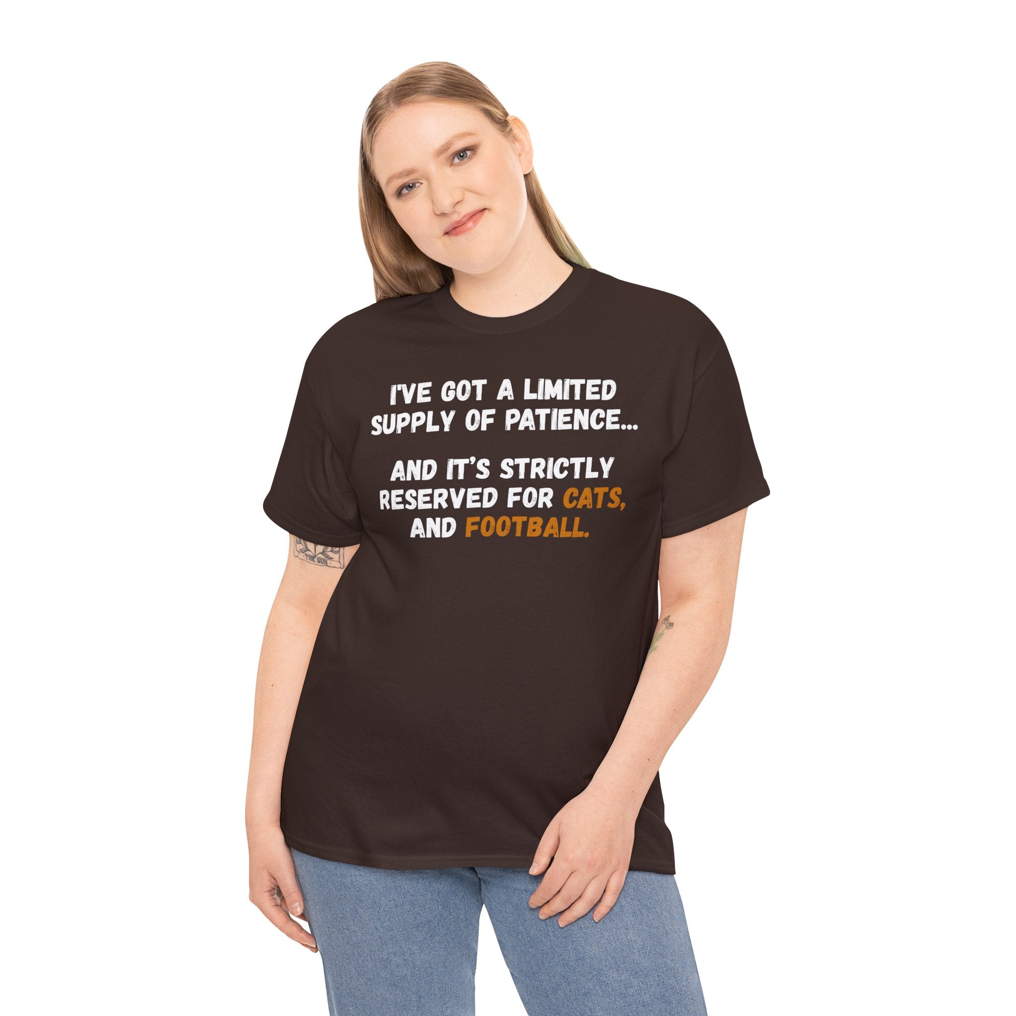 Limited Patience Tee — "Reserved for Cats and Football" Graphic Shirt