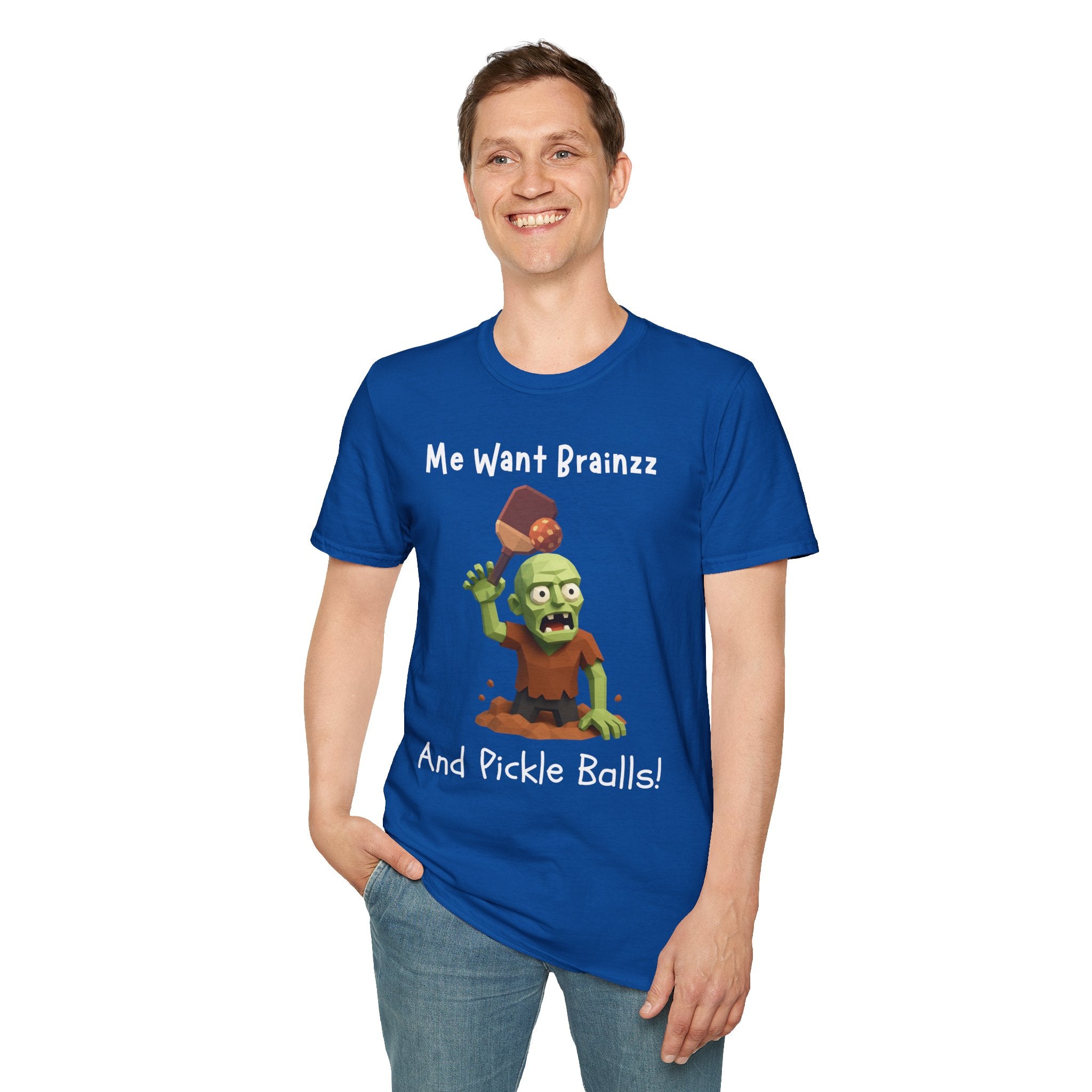 Me Want Brainzz Zombie T‑Shirt — Funny Pickleball Zombie Tee