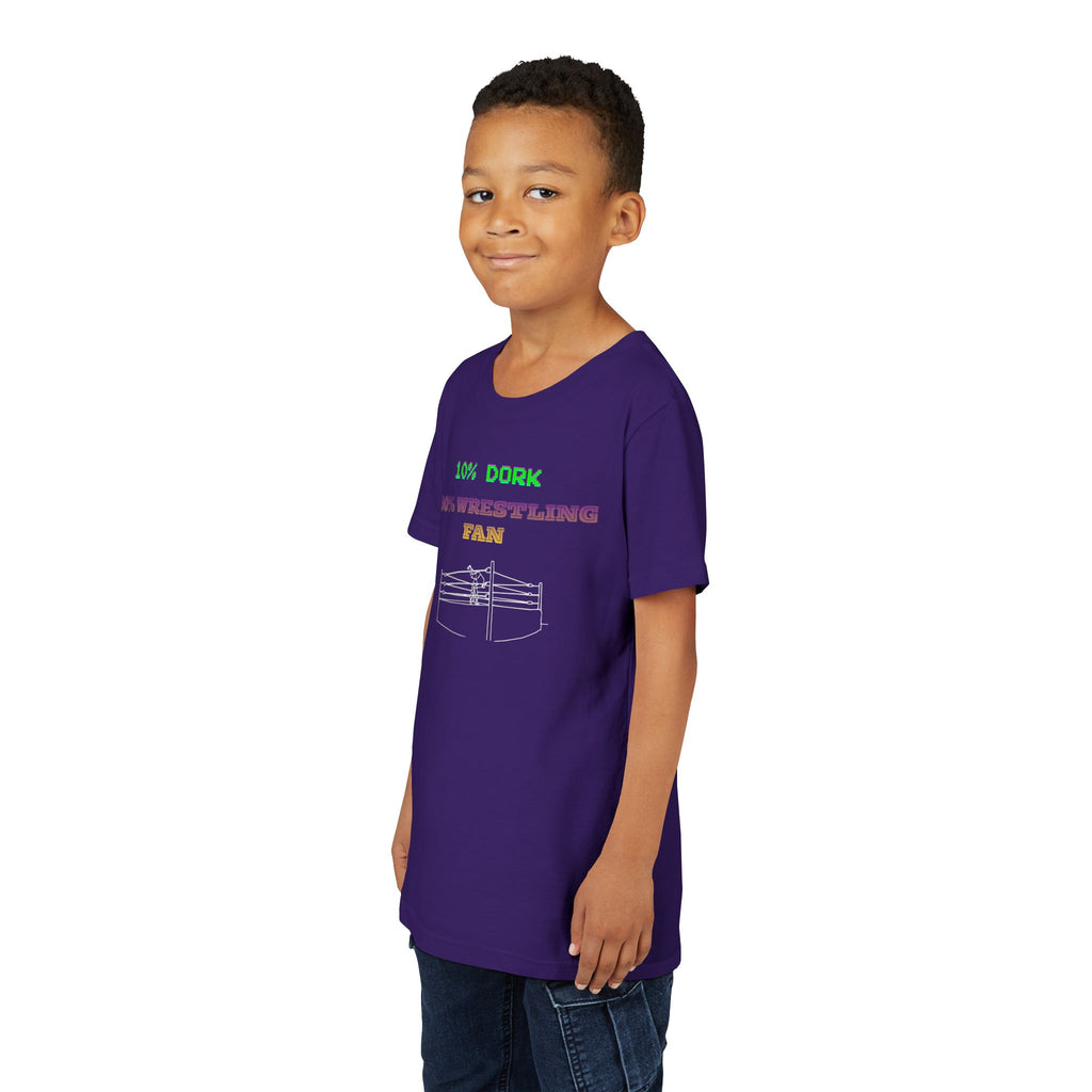 Youth Wrestling Tee - "10% Dork 90% Wrestling Fan" Kids Short Sleeve Shirt