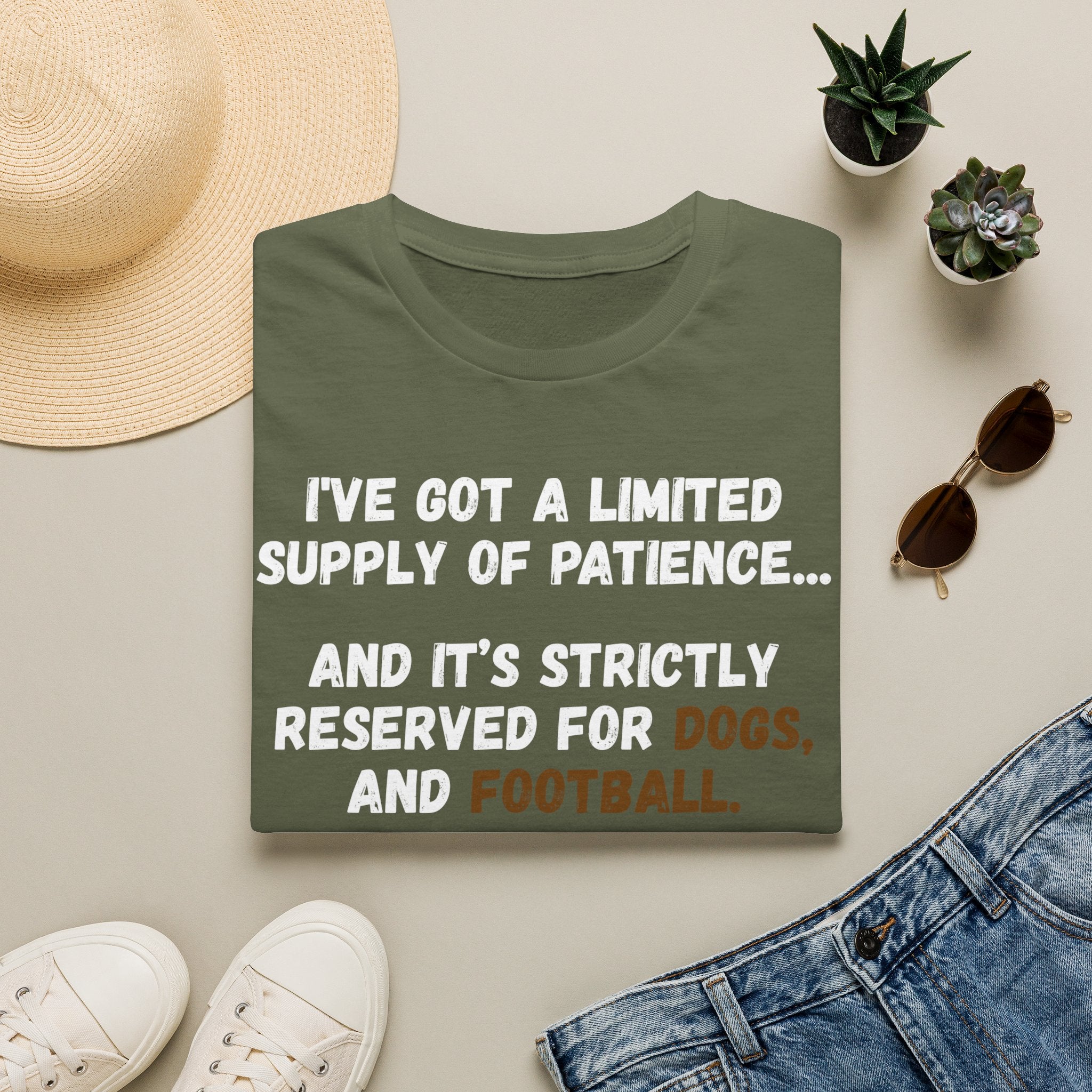 Funny 'Limited Supply of Patience' T-Shirt — Dogs & Football Lover Tee