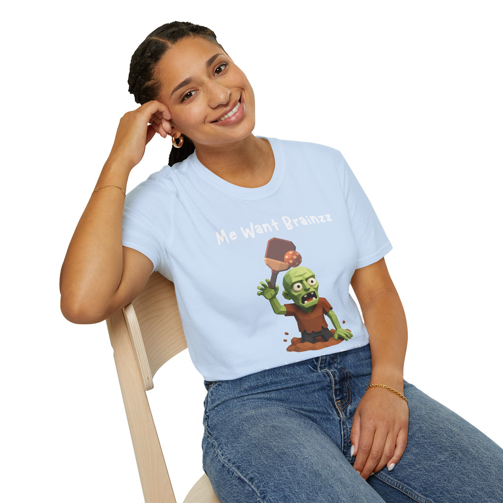 Me Want Brainzz Zombie T‑Shirt — Funny Pickleball Zombie Tee
