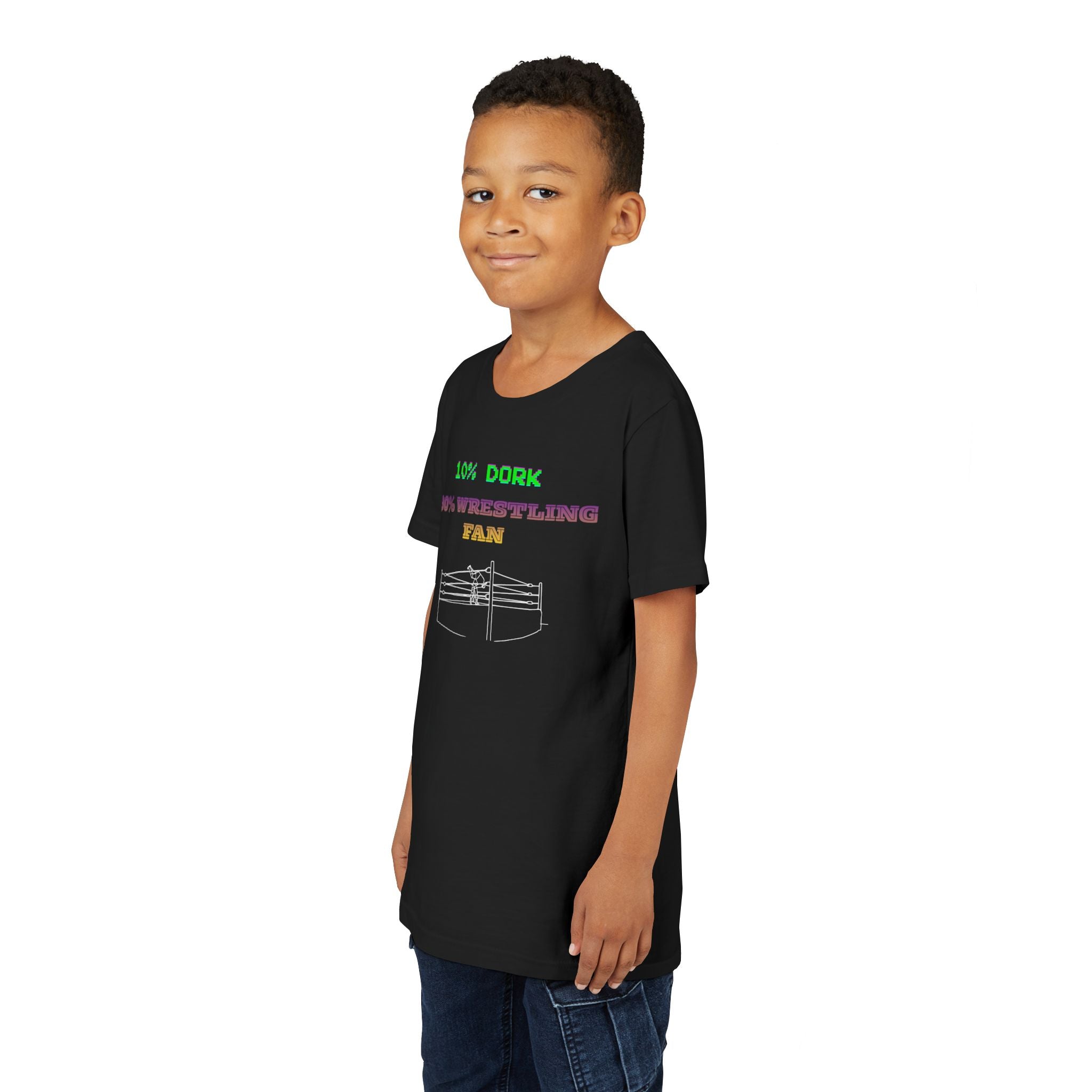 Youth Wrestling Tee - "10% Dork 90% Wrestling Fan" Kids Short Sleeve Shirt