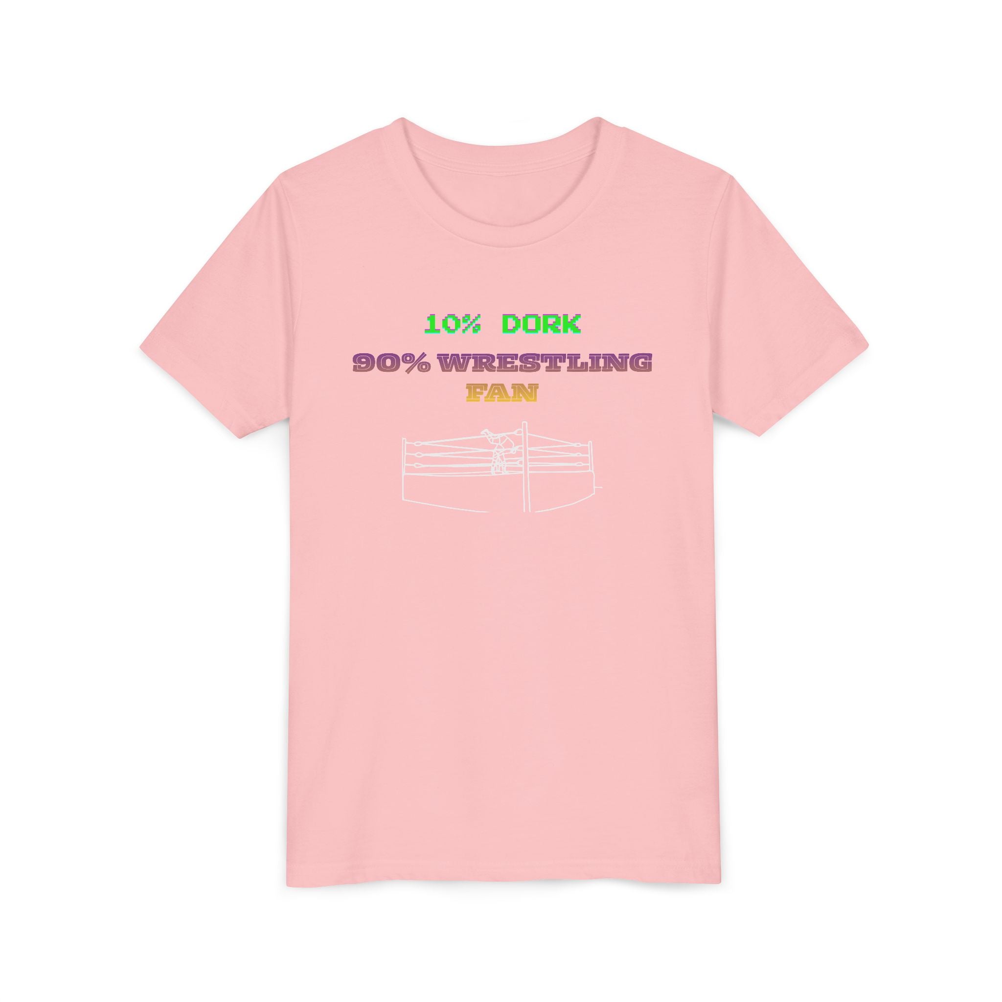 Youth Wrestling Tee - "10% Dork 90% Wrestling Fan" Kids Short Sleeve Shirt