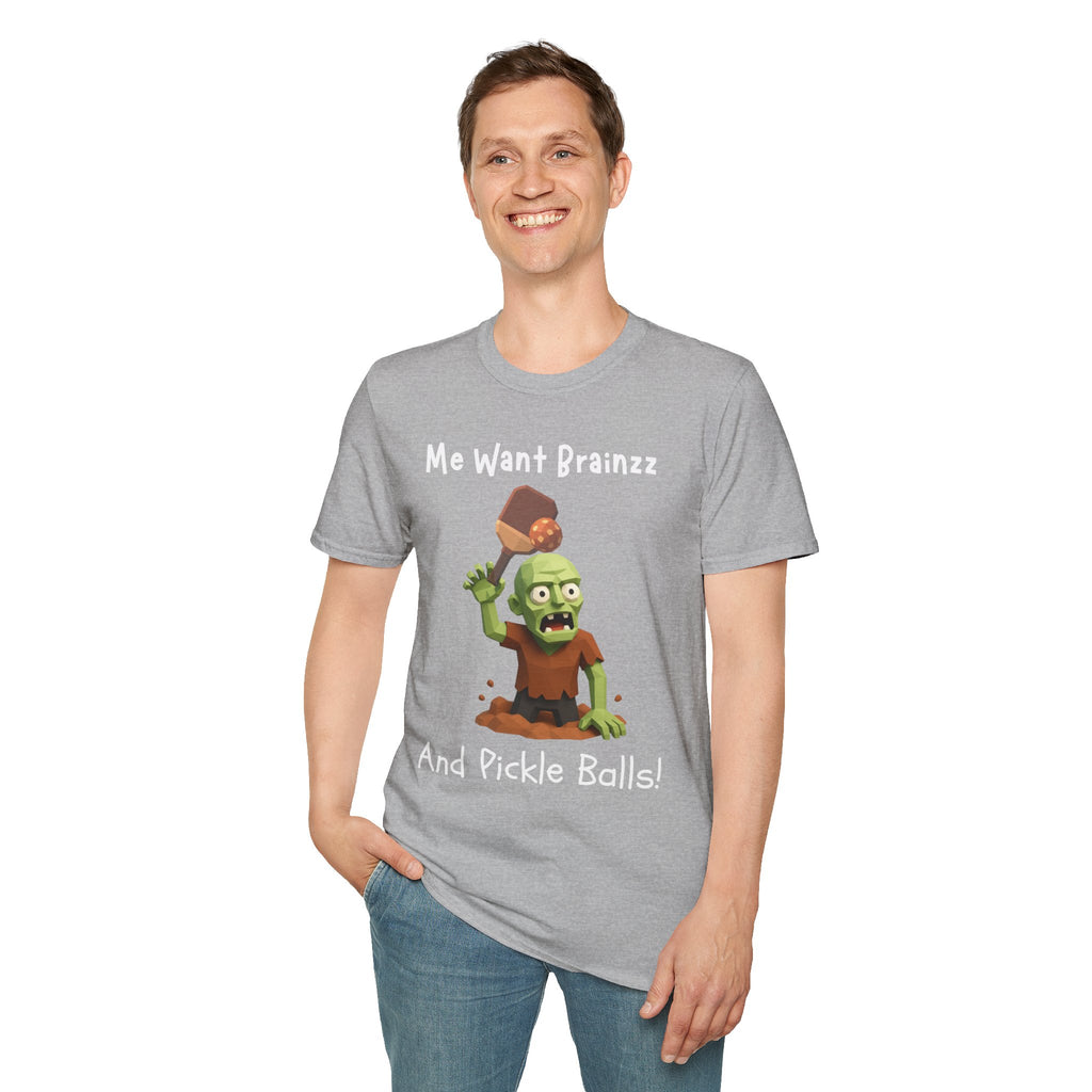 Me Want Brainzz Zombie T‑Shirt — Funny Pickleball Zombie Tee