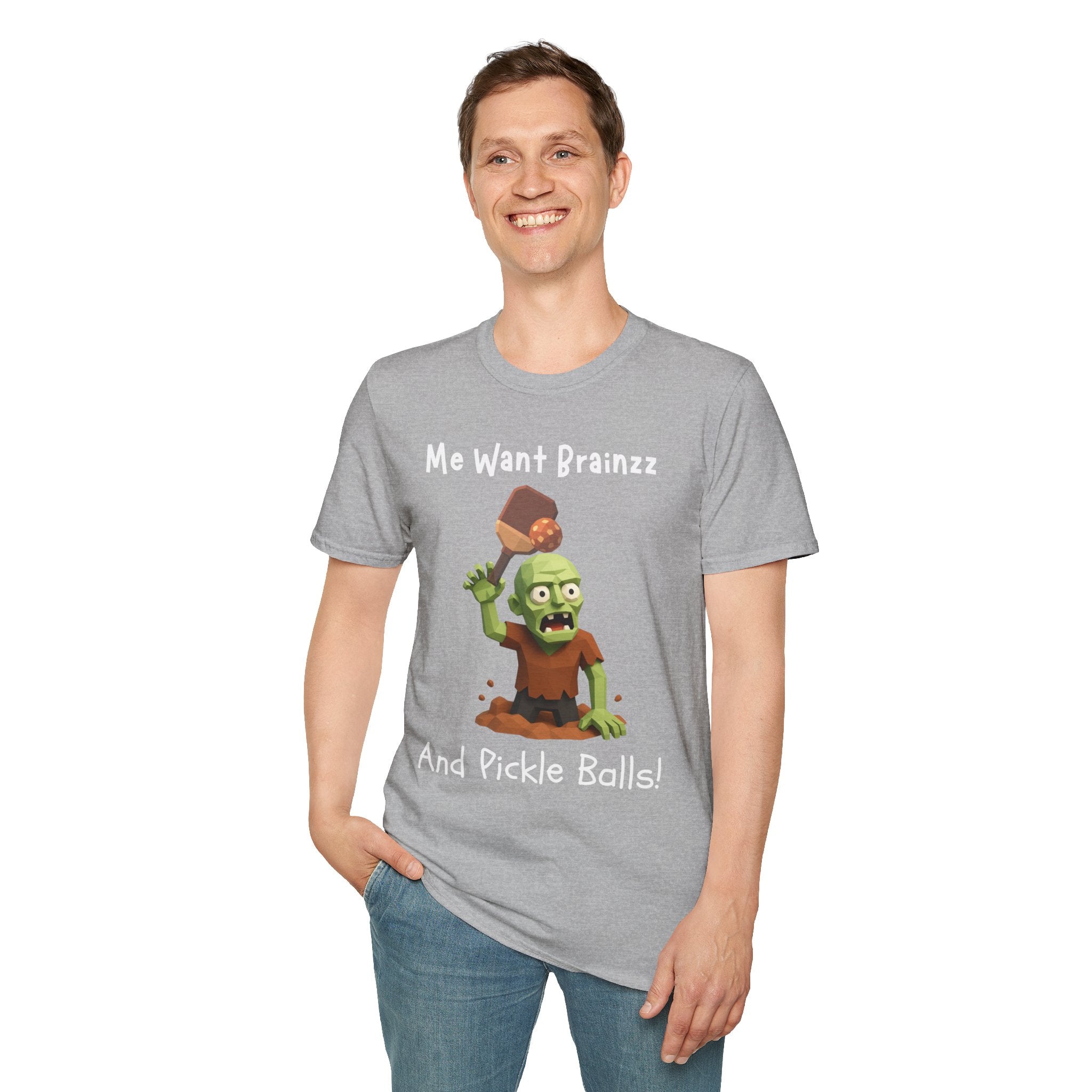 Me Want Brainzz Zombie T‑Shirt — Funny Pickleball Zombie Tee