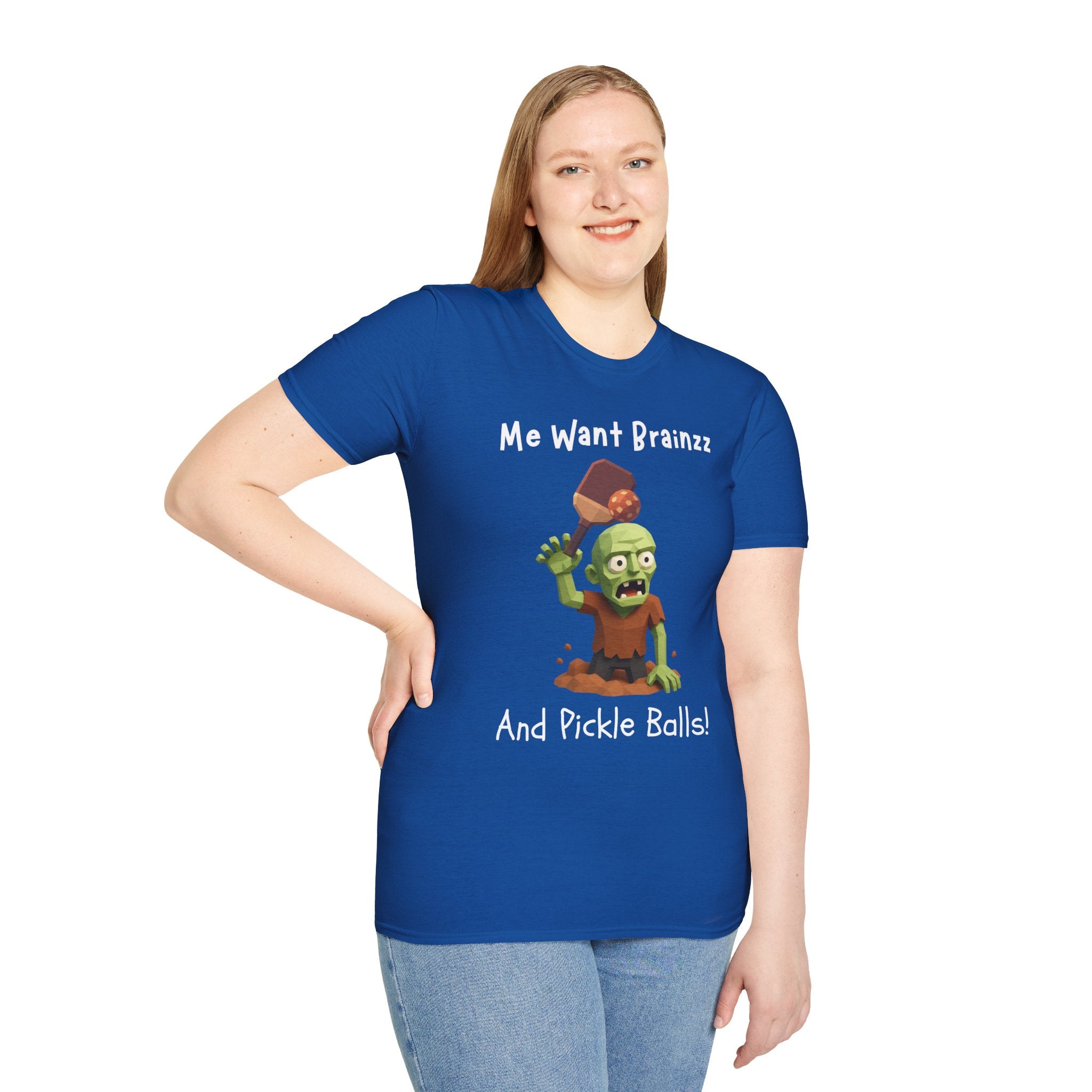 Me Want Brainzz Zombie T‑Shirt — Funny Pickleball Zombie Tee
