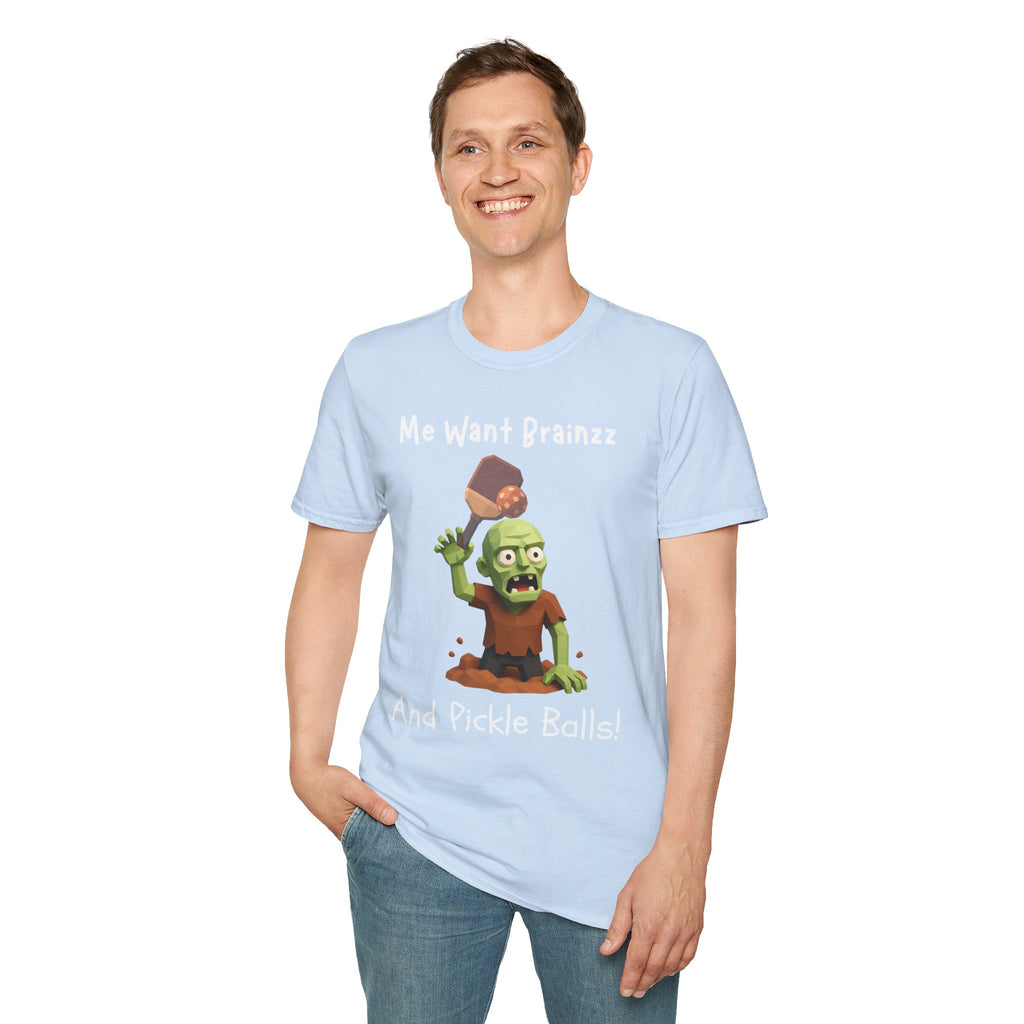Me Want Brainzz Zombie T‑Shirt — Funny Pickleball Zombie Tee