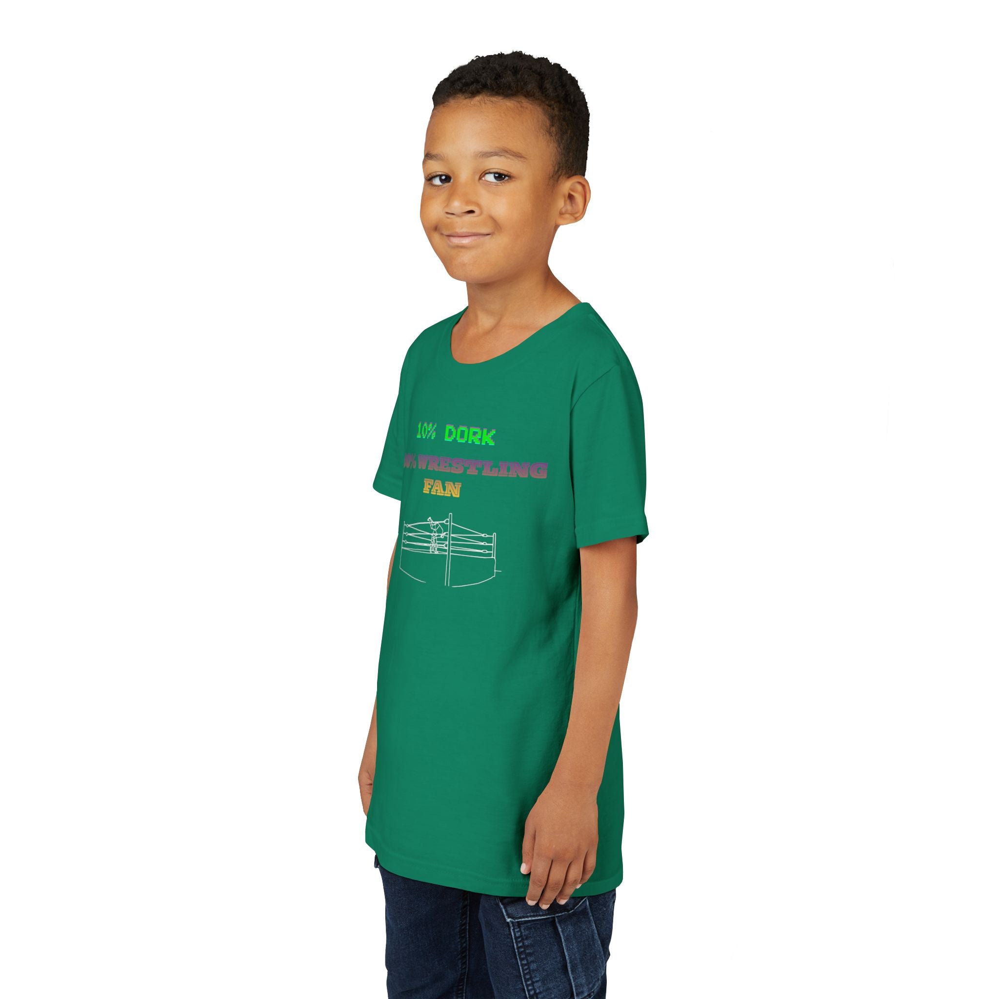 Youth Wrestling Tee - "10% Dork 90% Wrestling Fan" Kids Short Sleeve Shirt