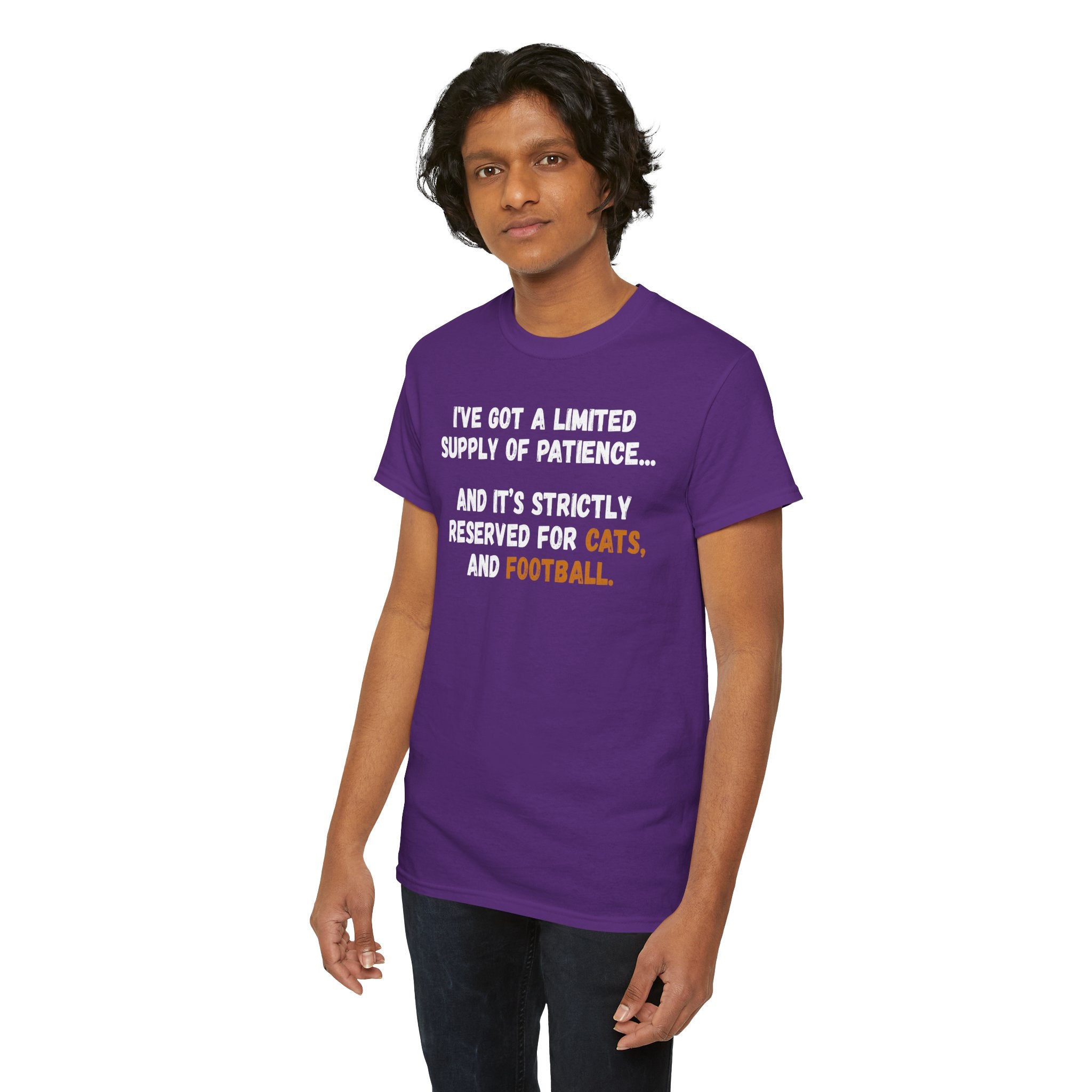 Limited Patience Tee — "Reserved for Cats and Football" Graphic Shirt