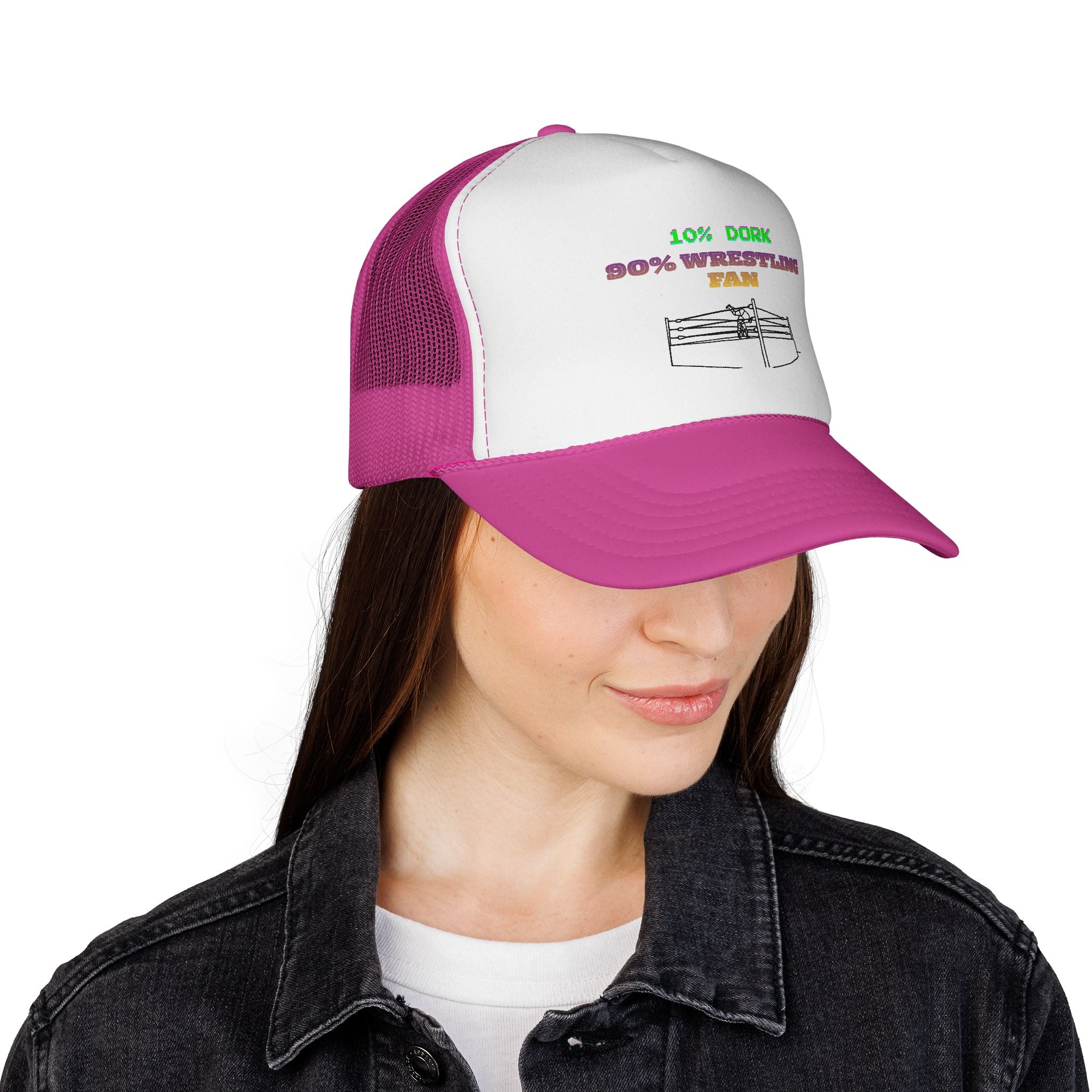 Wrestling Trucker Cap — “10% Dork 90% Wrestling Fan” Mesh Hat