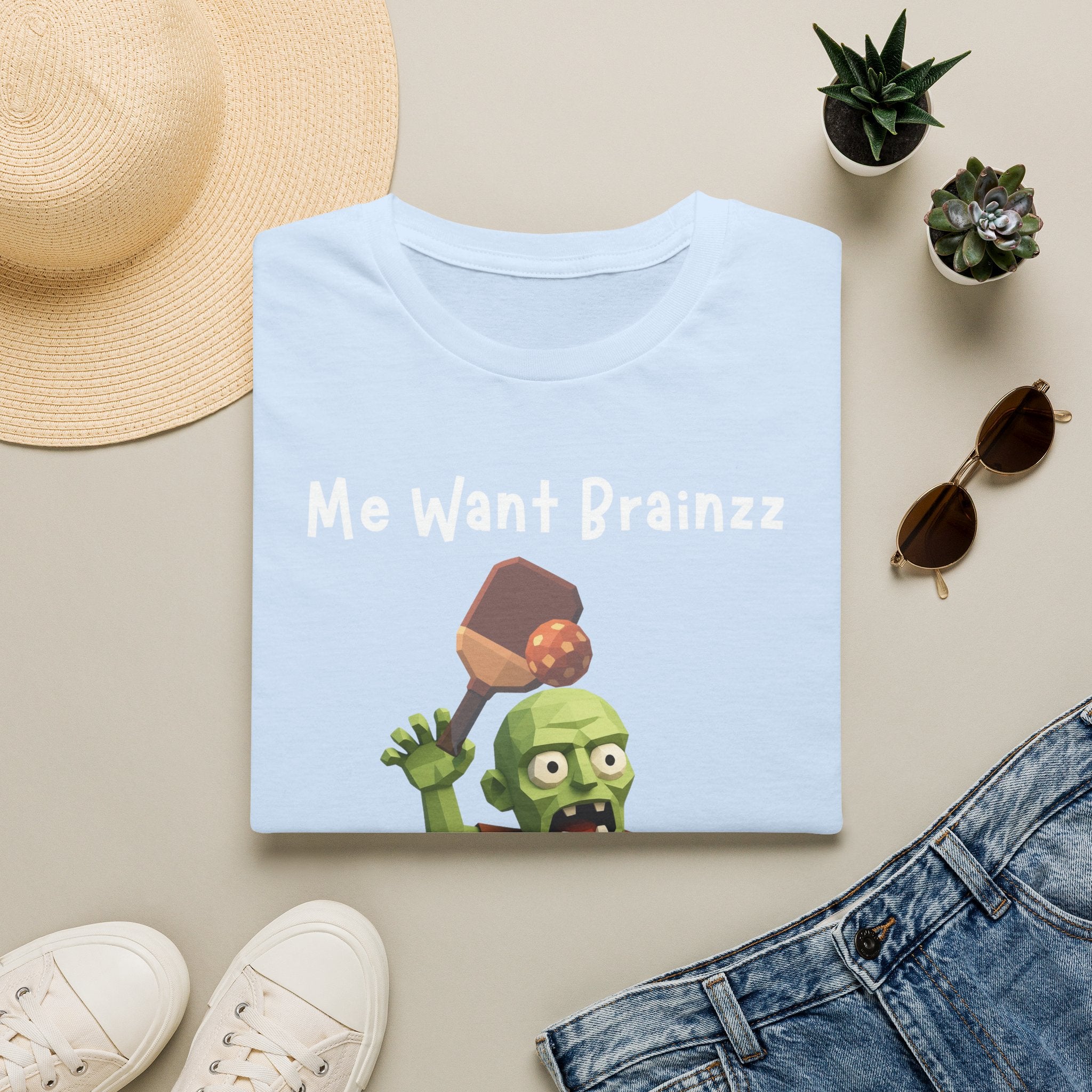 Me Want Brainzz Zombie T‑Shirt — Funny Pickleball Zombie Tee