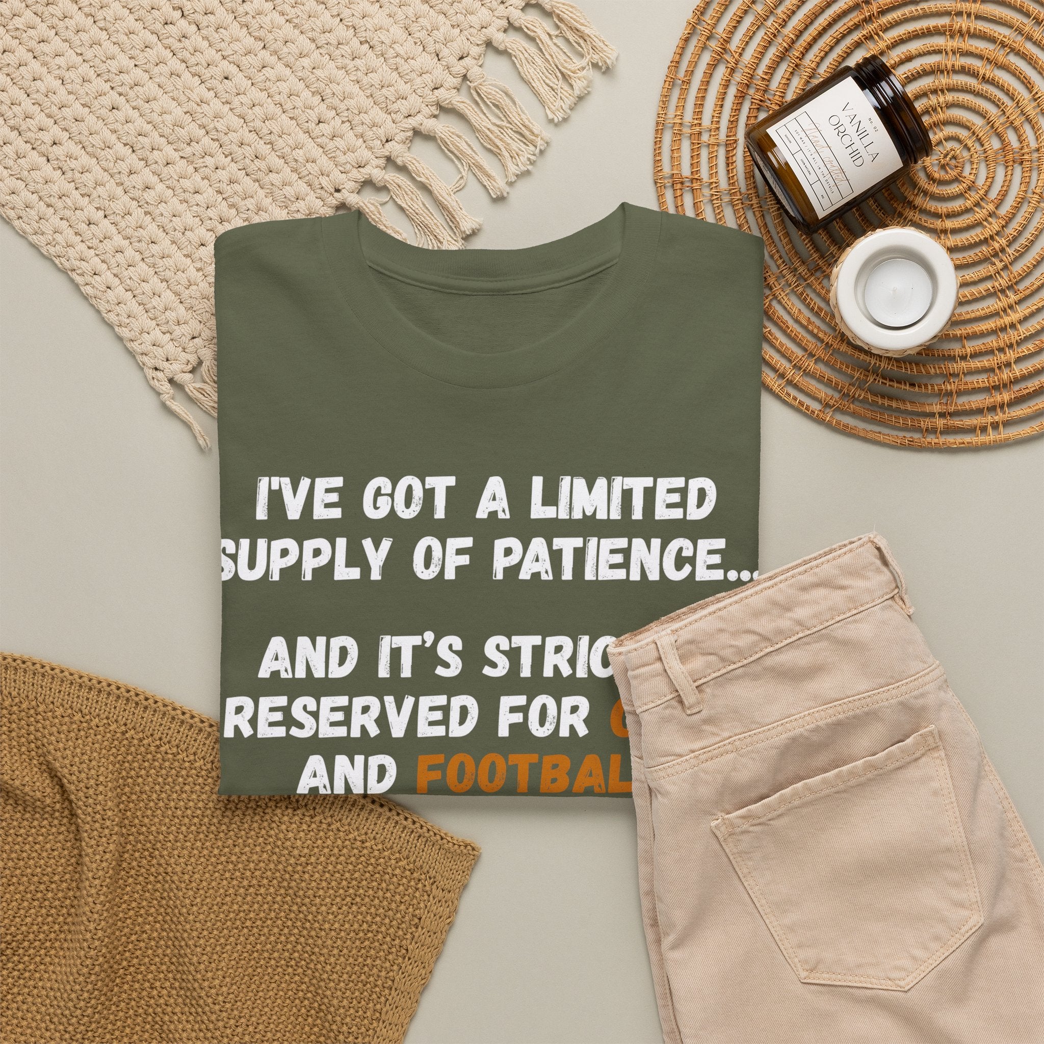 Limited Patience Tee — "Reserved for Cats and Football" Graphic Shirt