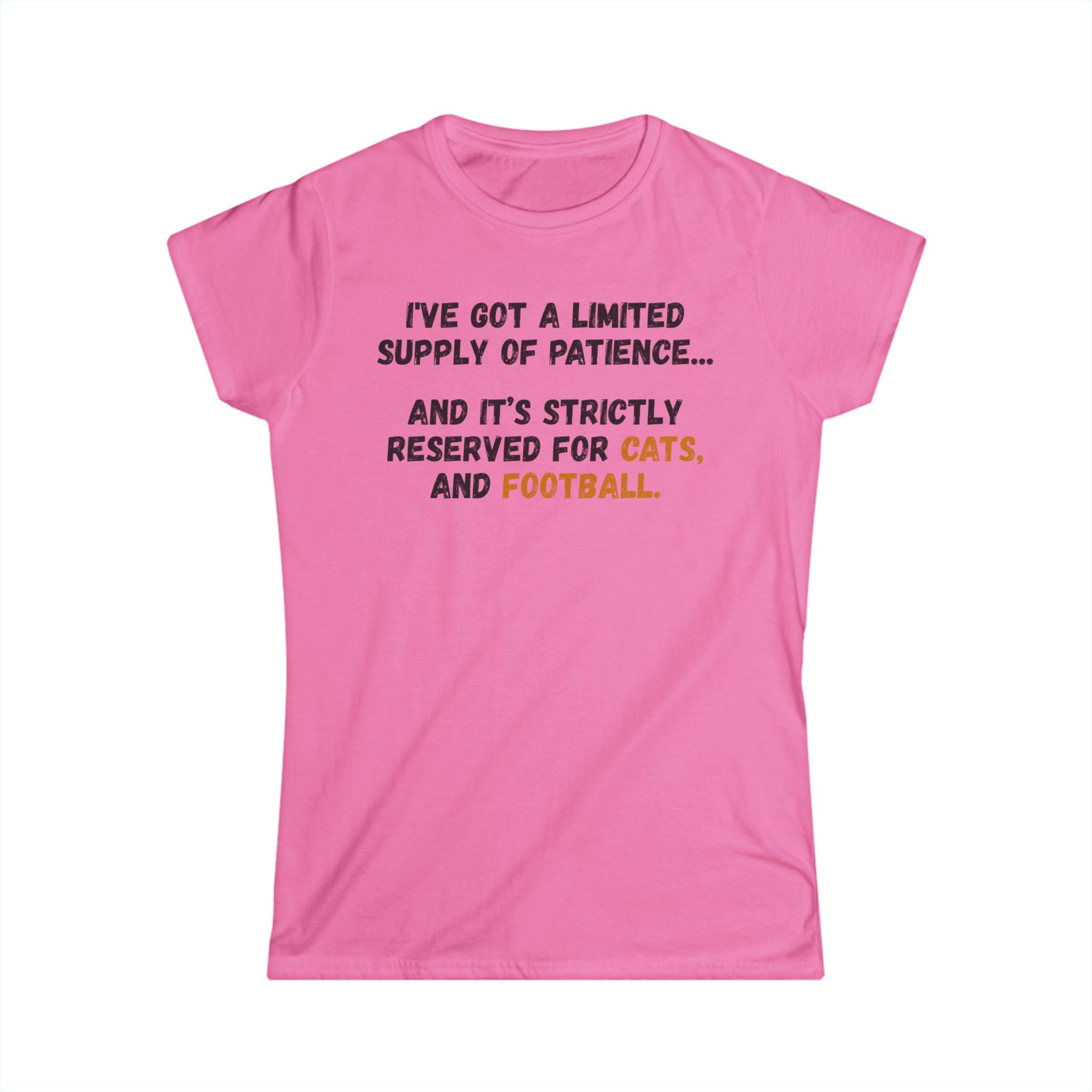 Women's Tee - "Limited Supply of Patience" Cat & Football Graphic Shirt