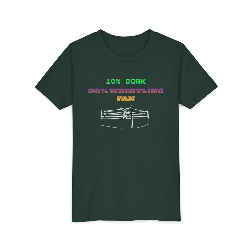Youth Wrestling Tee - "10% Dork 90% Wrestling Fan" Kids Short Sleeve Shirt