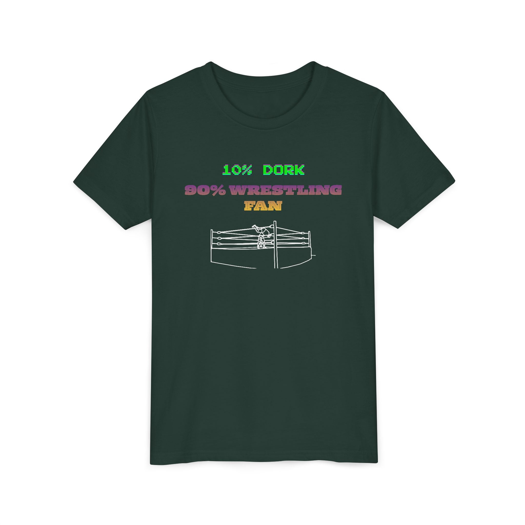 Youth Wrestling Tee - "10% Dork 90% Wrestling Fan" Kids Short Sleeve Shirt