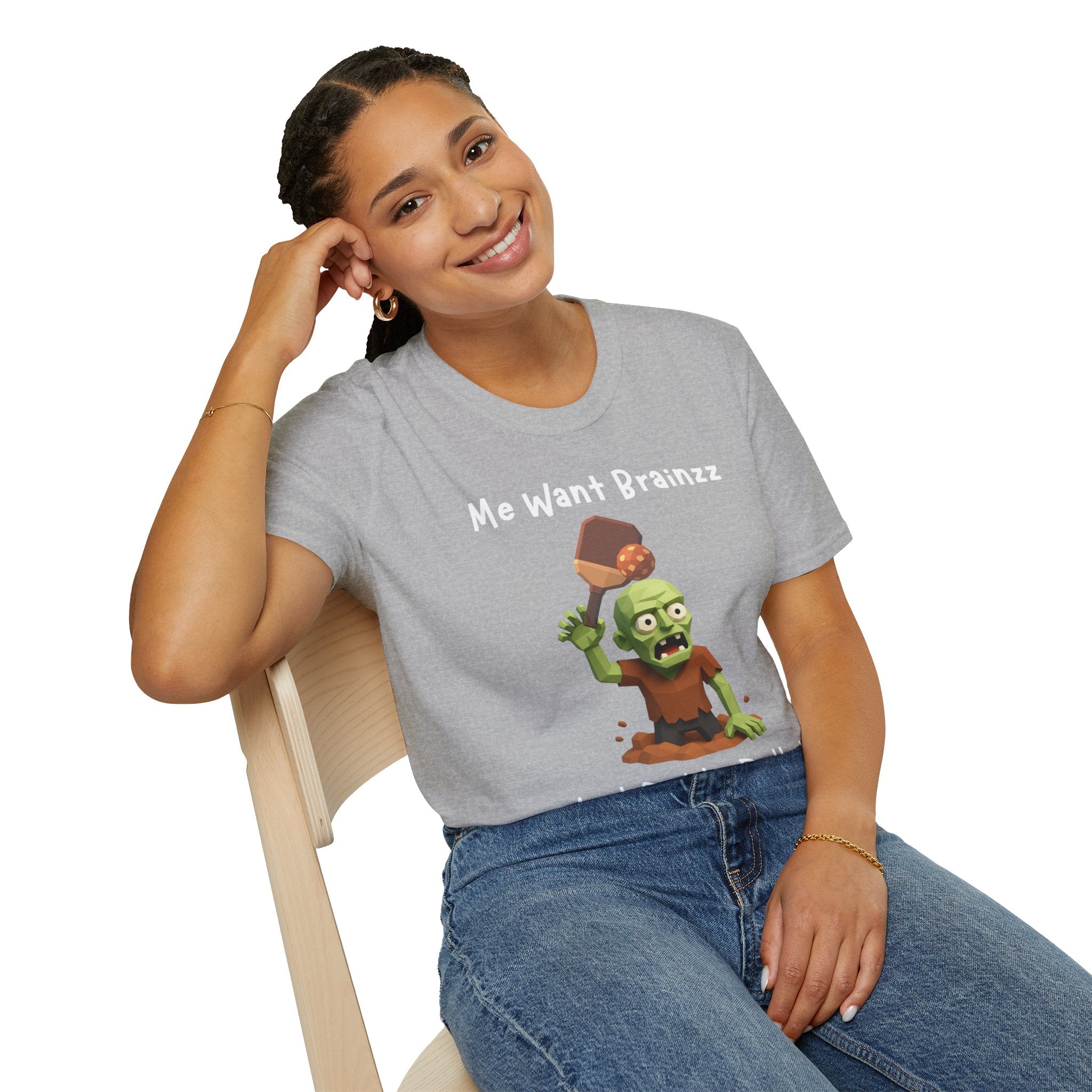 Me Want Brainzz Zombie T‑Shirt — Funny Pickleball Zombie Tee