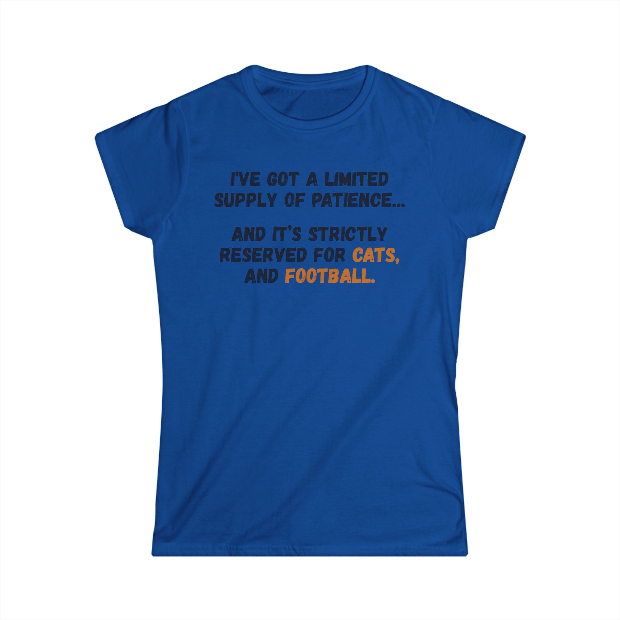 Women's Tee - "Limited Supply of Patience" Cat & Football Graphic Shirt