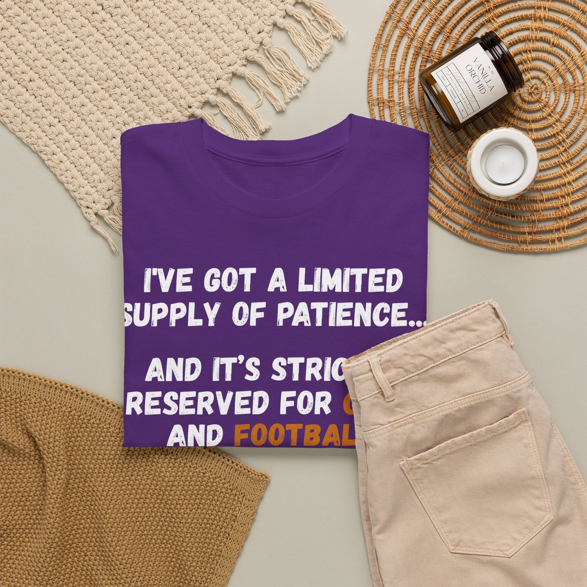 Limited Patience Tee — "Reserved for Cats and Football" Graphic Shirt